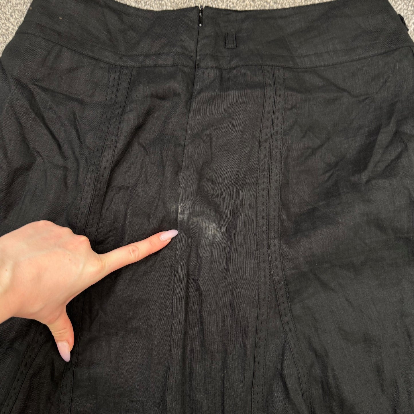 Y2K vintage 100% linen maxi skirt black a line lightweight summer long