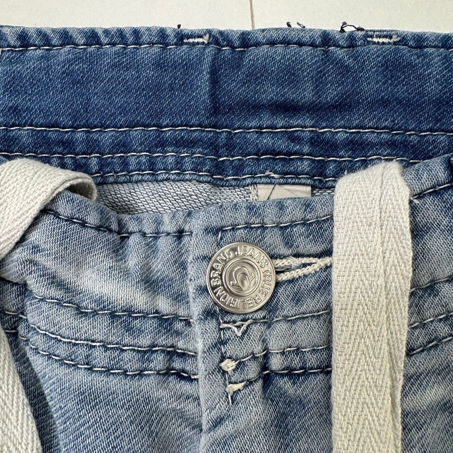 Y2K vintage True Religion denim joggers tracksuit bottoms drawstring light blue