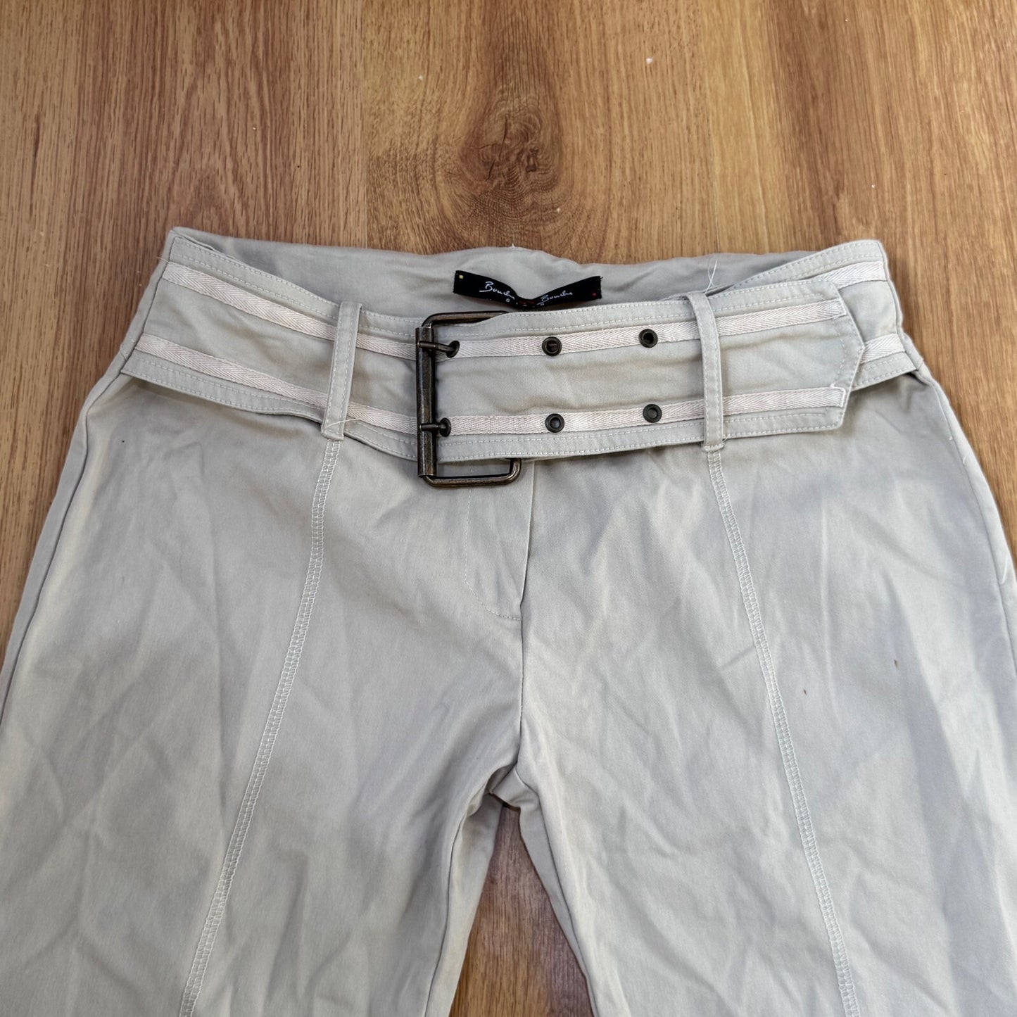 Y2K vintage tailored bootcut trousers chunky built in belt stretchy mid rise