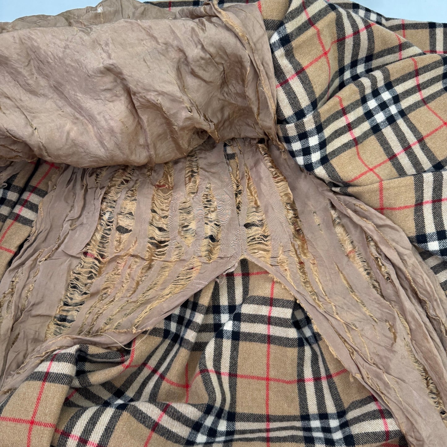 Y2K vintage midi skirt nova check print wool knit pleated a line beige