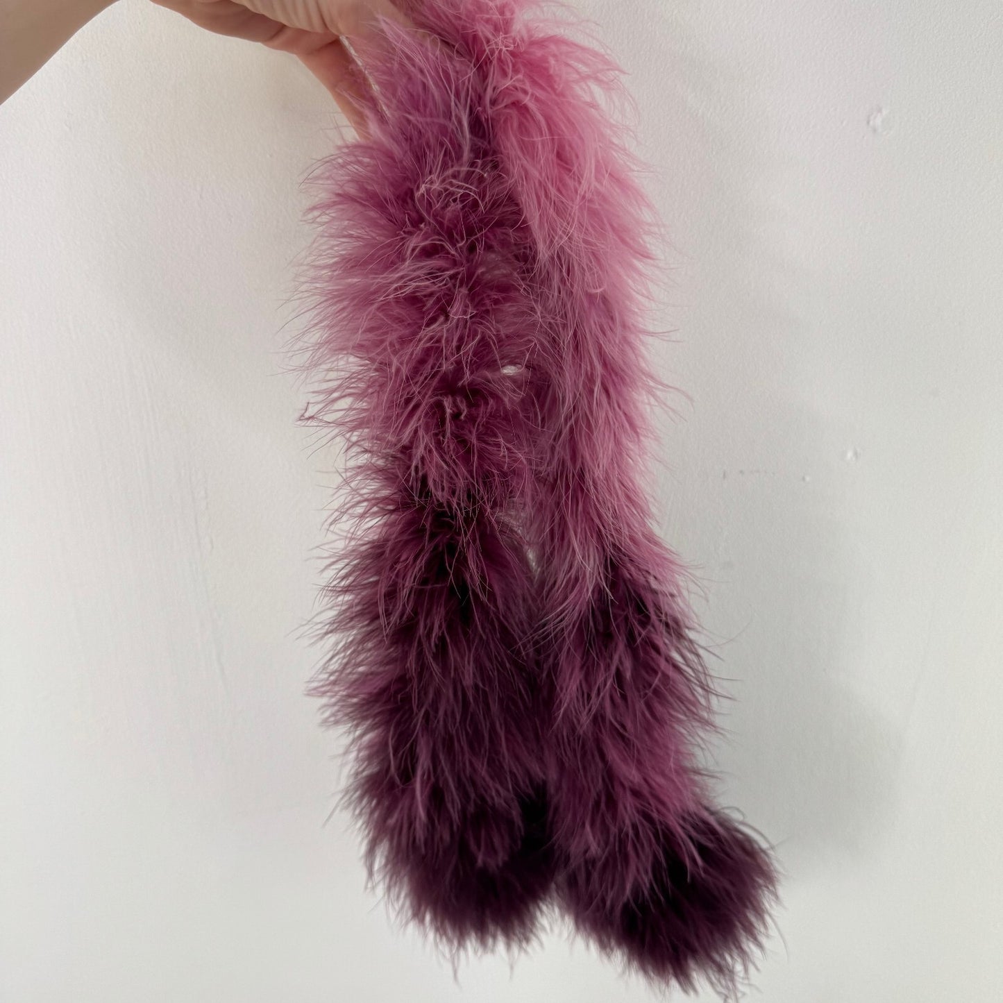 Y2K vintage feather scarf purple two tone ombre skinny thin