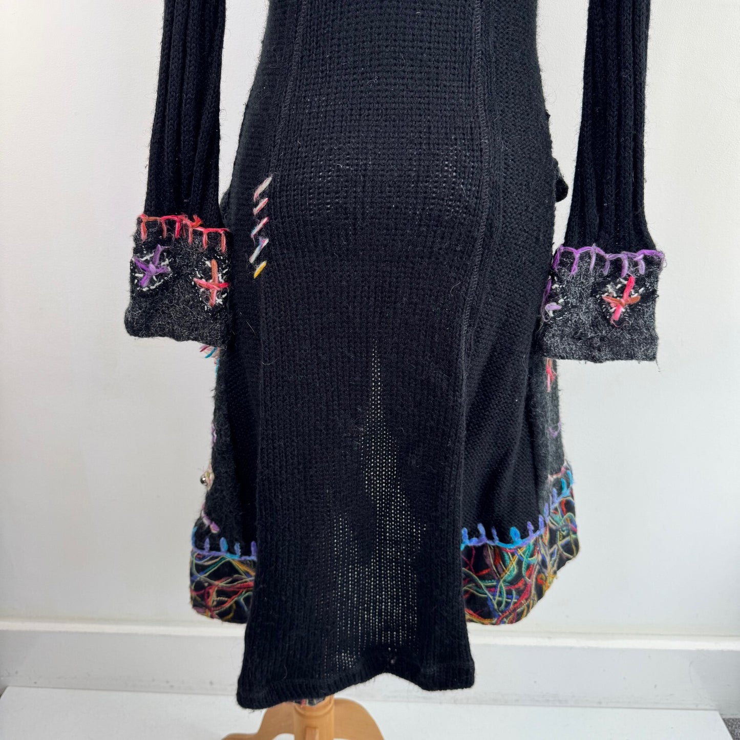 Y2K vintage mohair wool cardigan blend abstract pattern floral long scoop neck