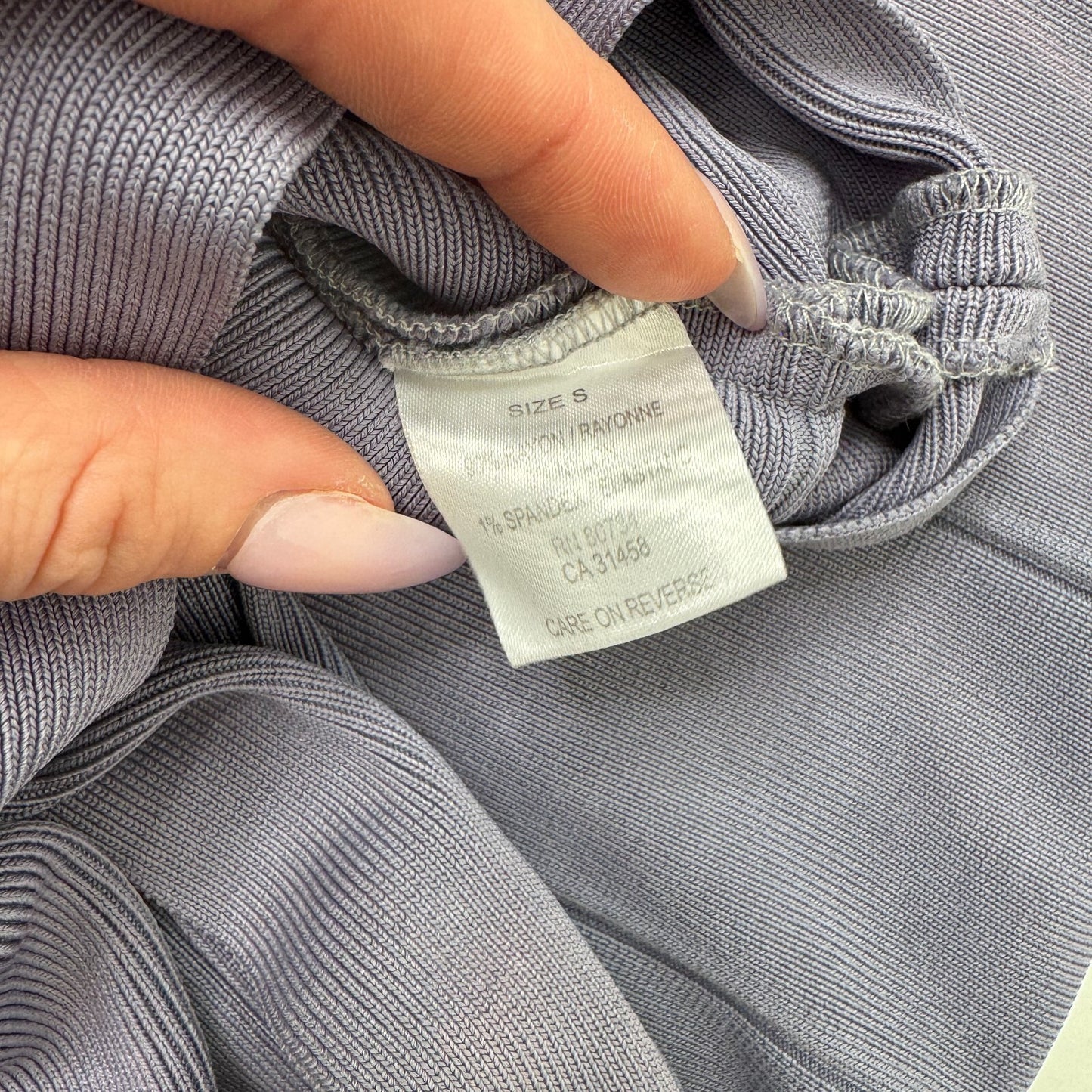 Vintage Hervé Léger bandage midi dress dusty lilac dark blue block colour