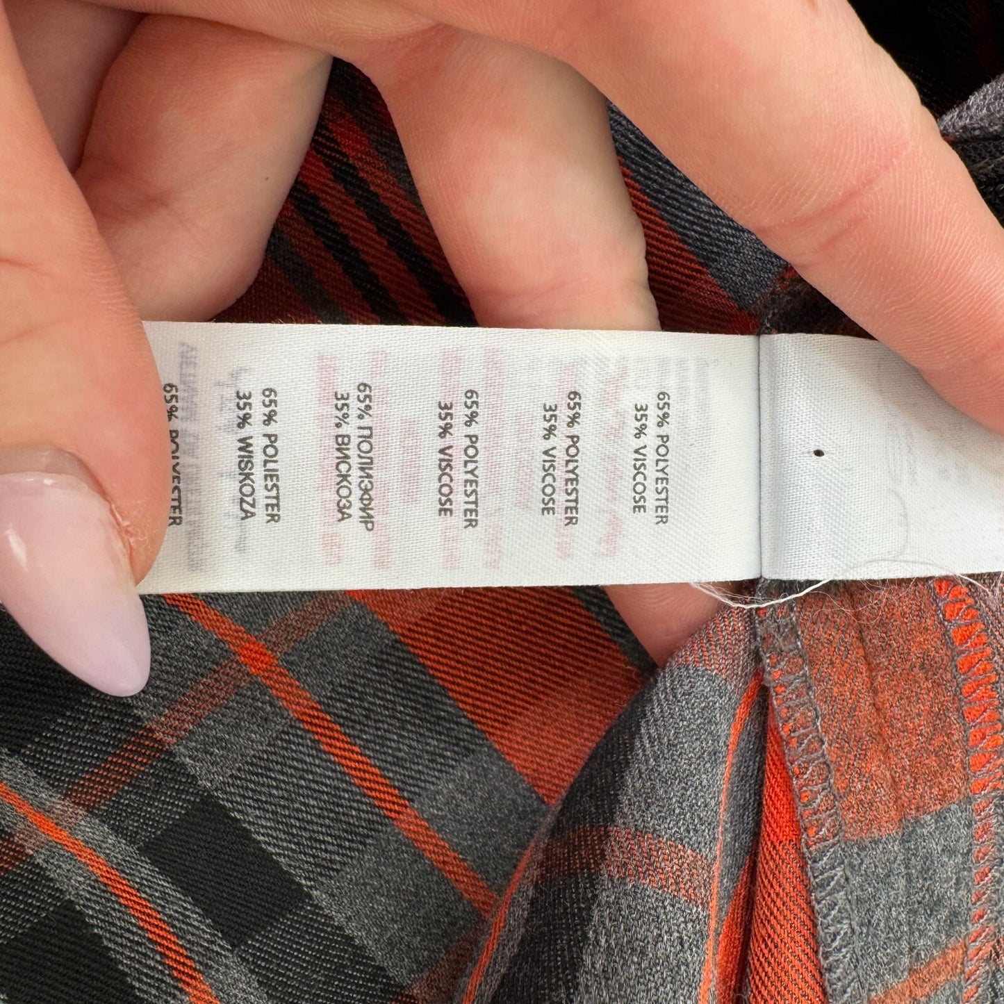 Y2K vintage mini skirt tartan frilly layered faux leather buckle grey orange