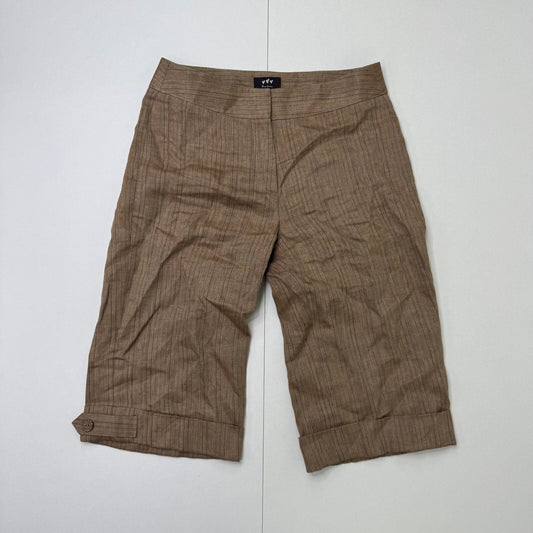 Y2K vintage capri trousers cropped linen pinstripe buttons stripe tailored