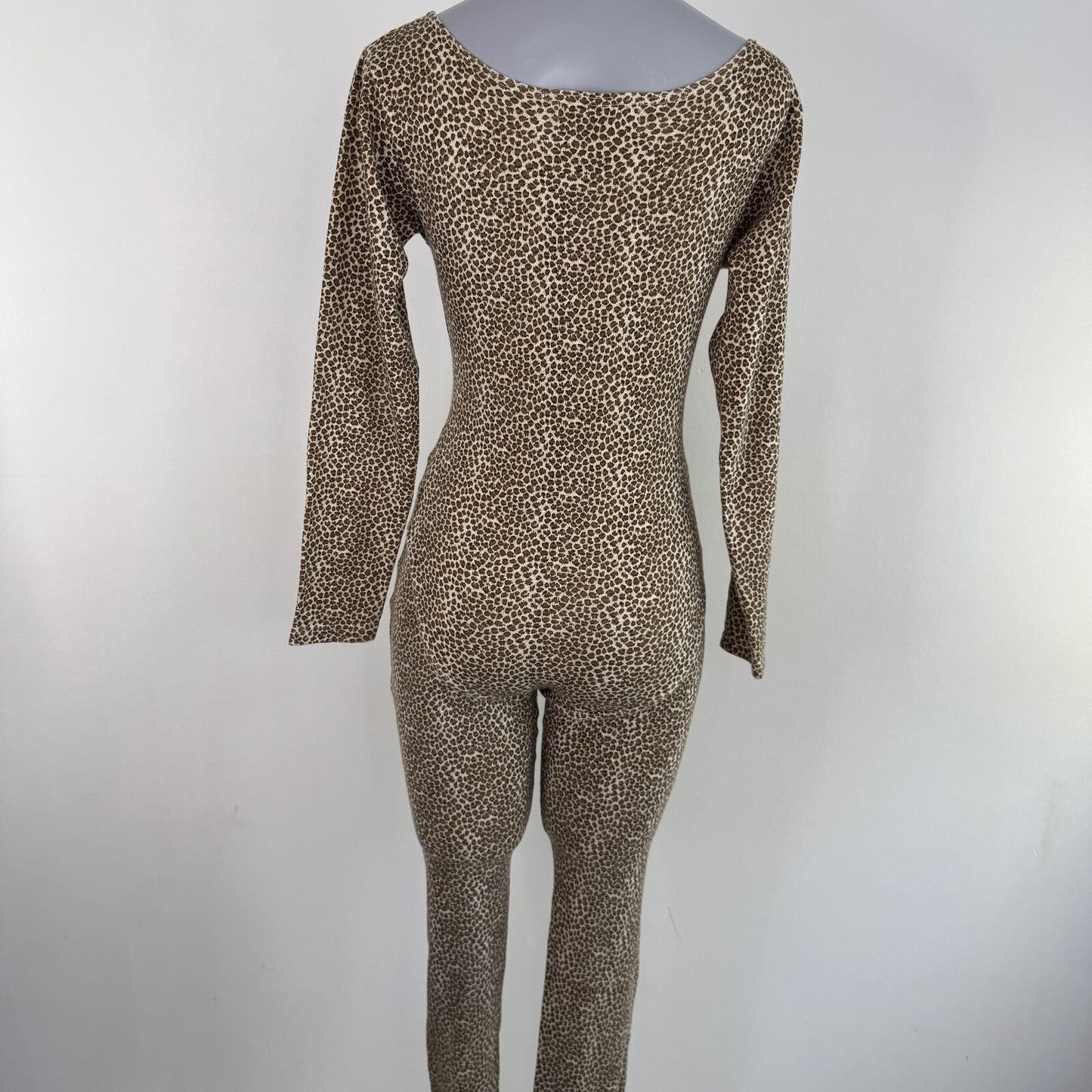 Y2K vintage leopard print bodysuit matching leggings long sleeve stretchy