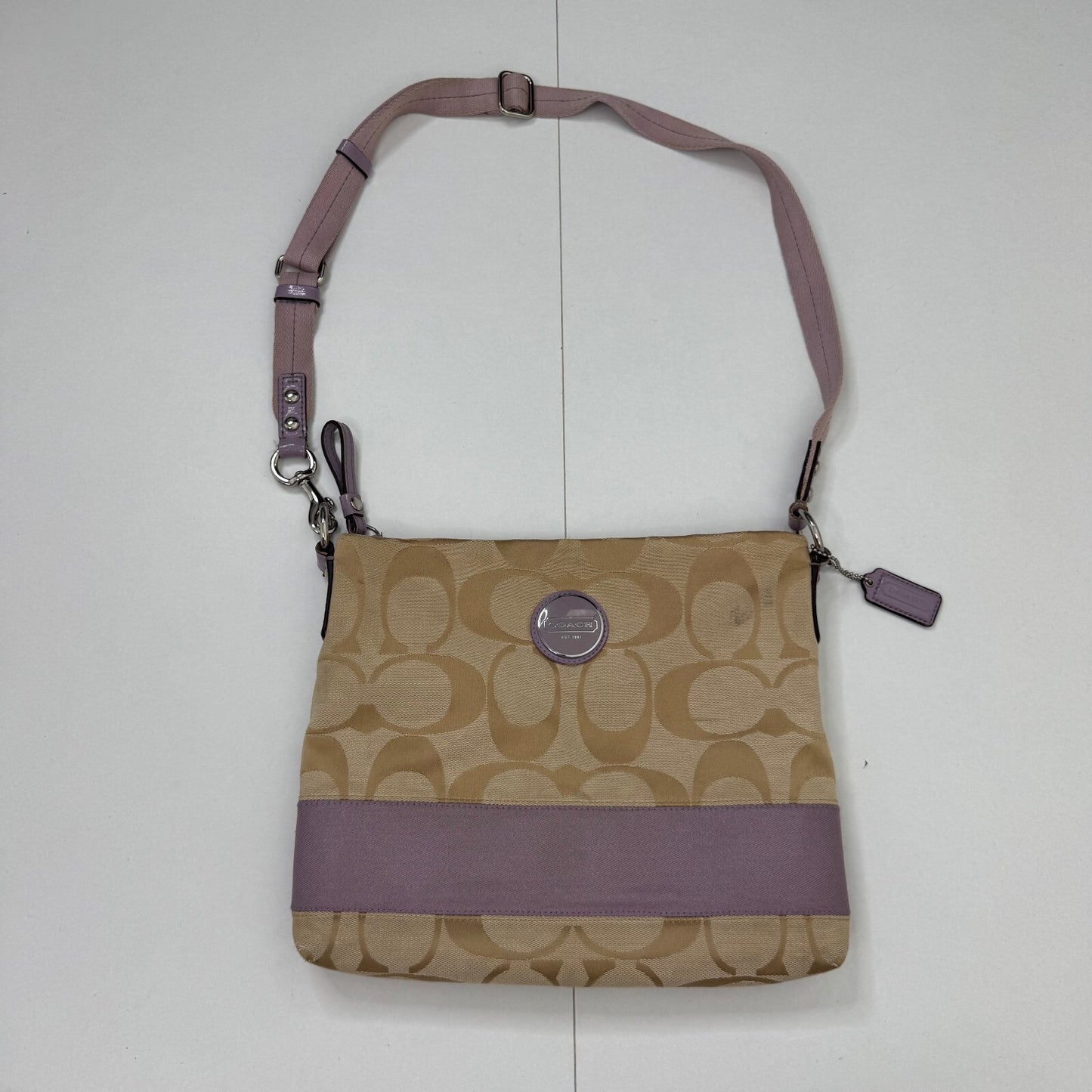Vintage 2011 Coach Legacy Signature Stripe Swingpack crossbody bag large F17435