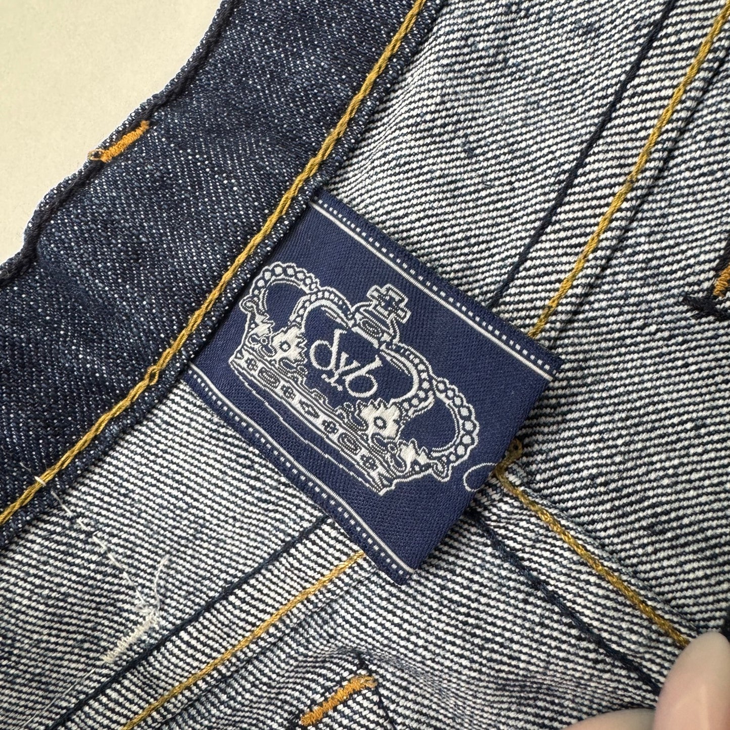 Y2K vintage Victoria Beckham bootcut denim jeans red crown faded low rise