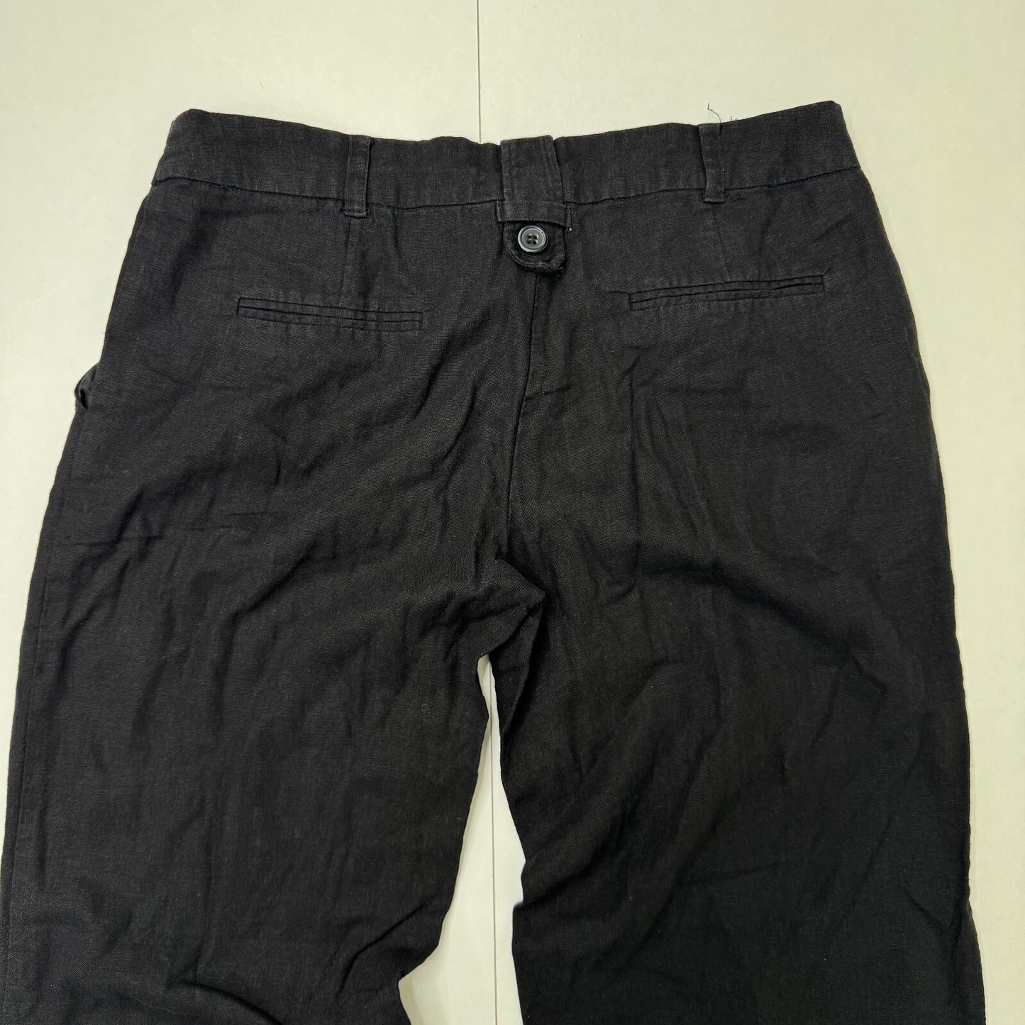 Y2K vintage linen blend tailored trousers formal office buttons wide leg summer