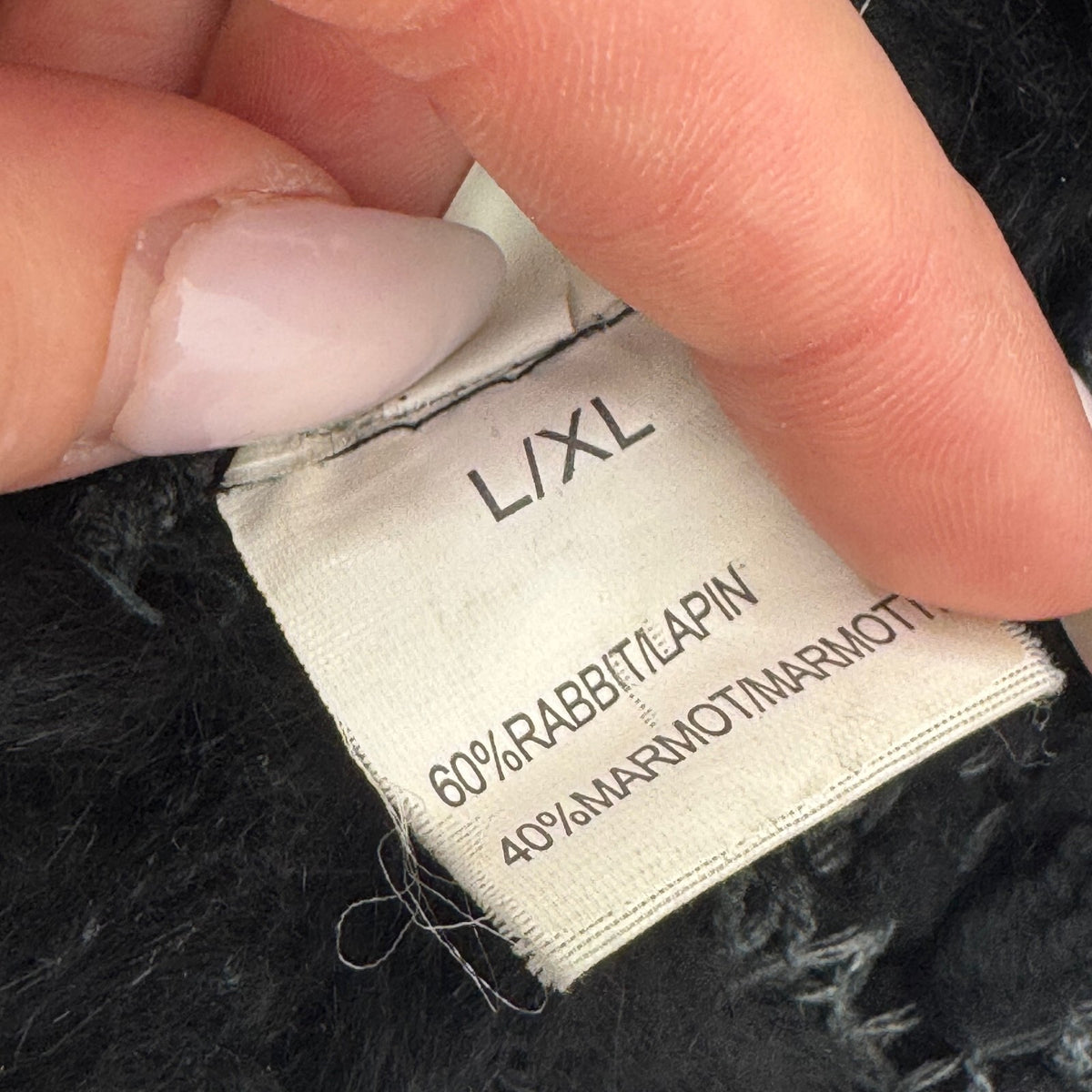 Vintage rabbit/ marmot gilet genuine fur collar trim sleeveless jacket black