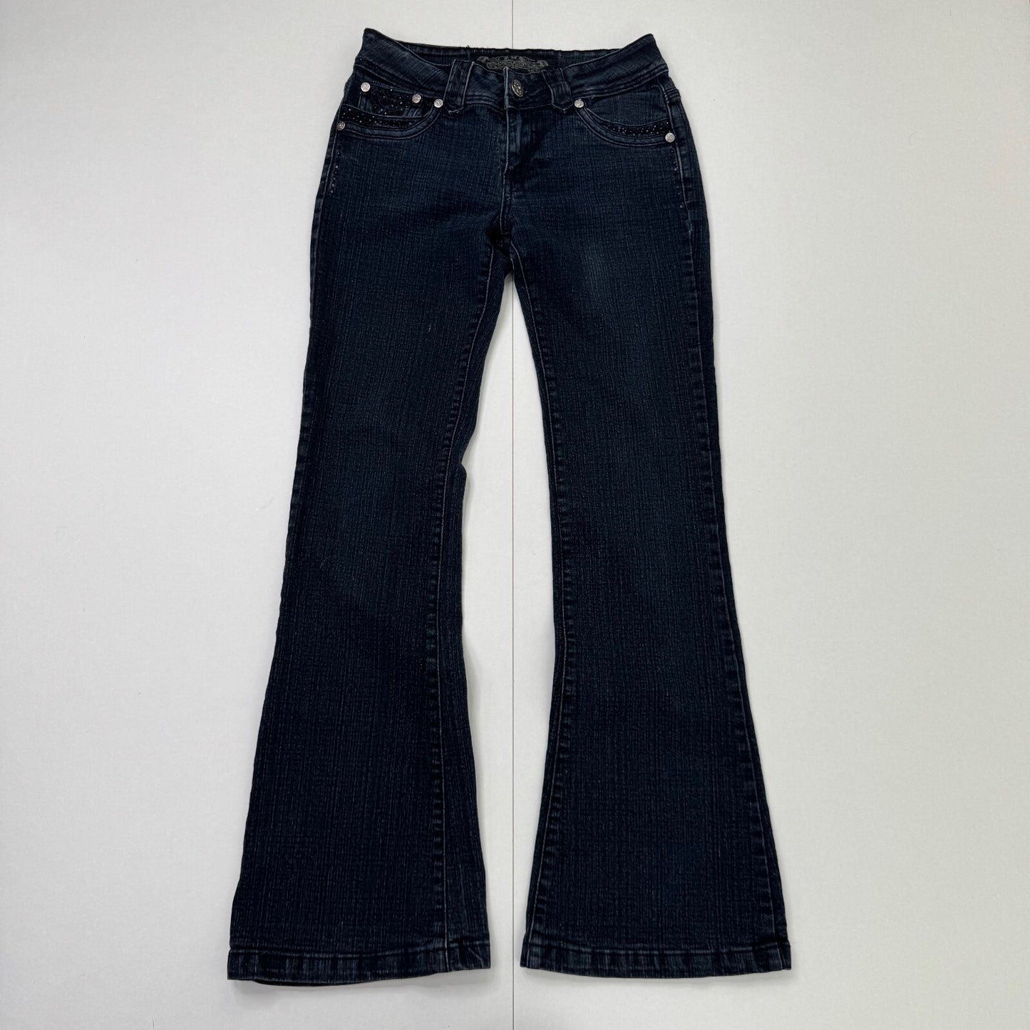 Y2K vintage Jane Norman bootcut denim jeans low rise embroidered stretchy