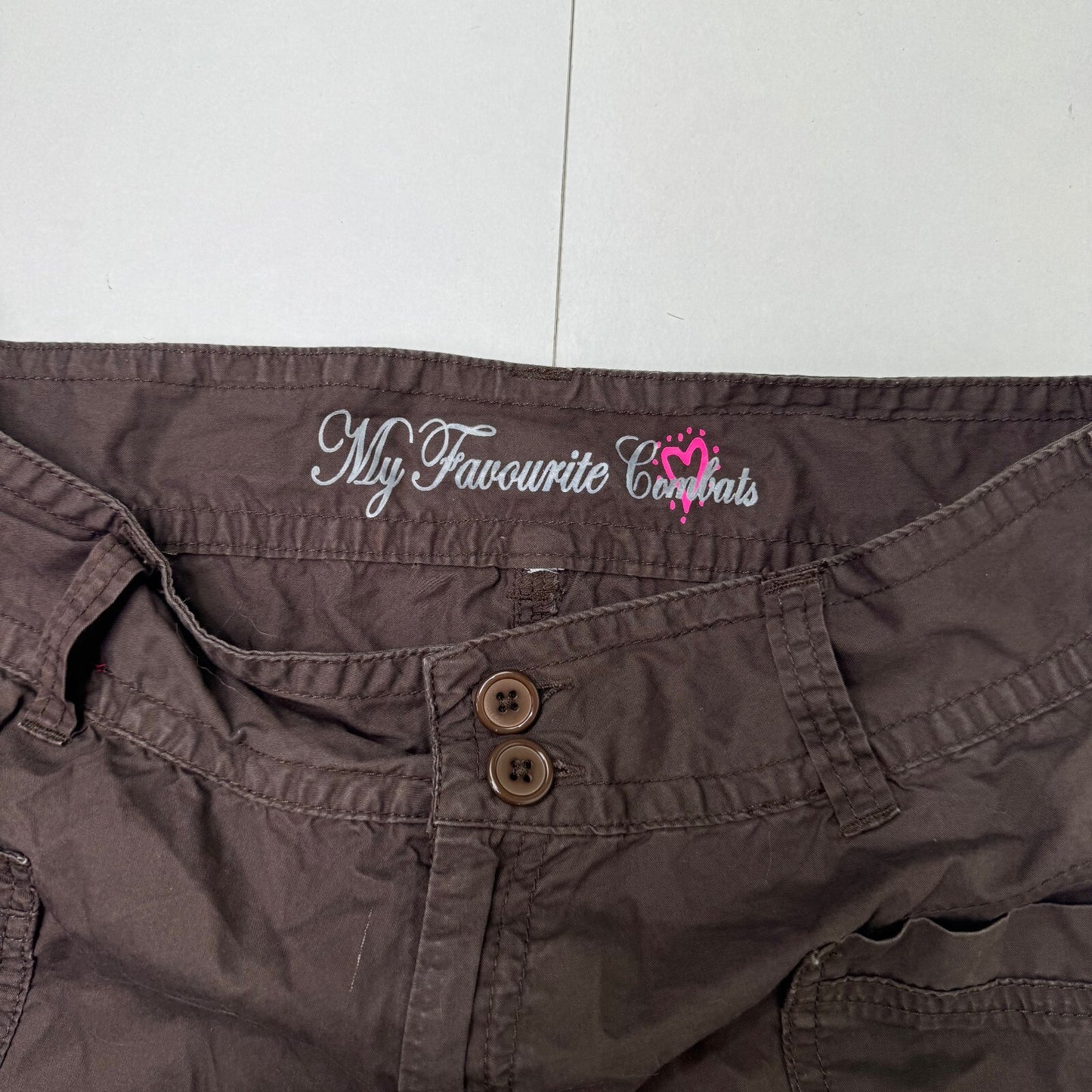 Y2K vintage low rise cargo trousers pants utility baggy rhinestone pockets
