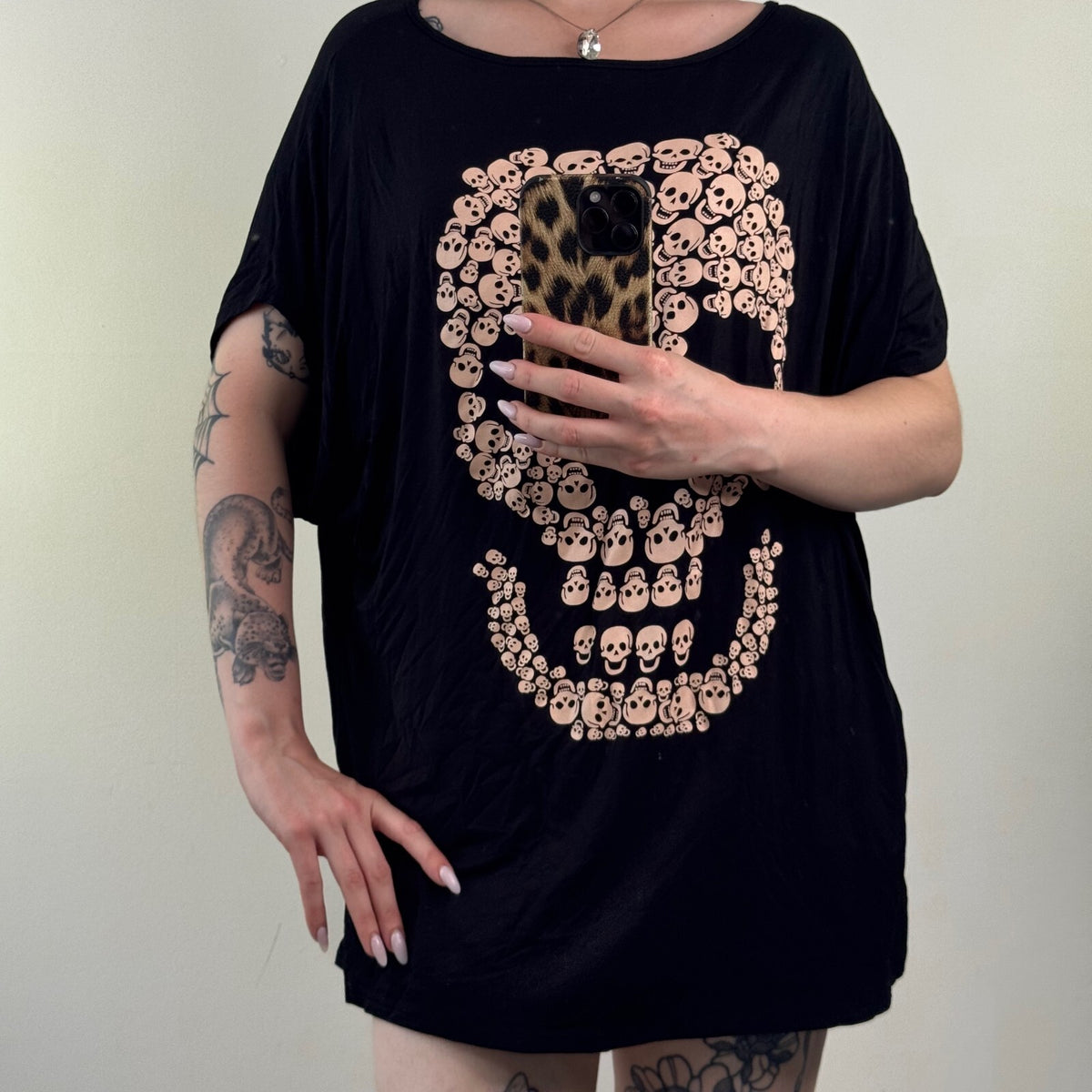 Y2K vintage batwing t-shirt short sleeve top skull graphic print baggy slouchy