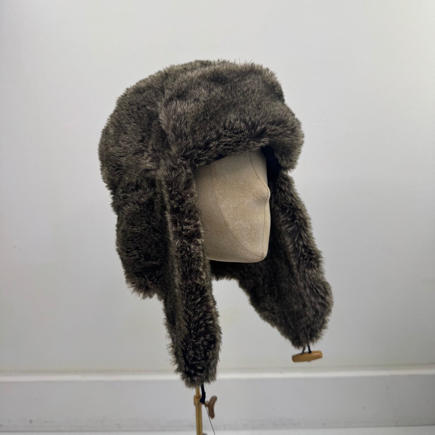 Y2K vintage trapper hat faux fur dark brown unisex