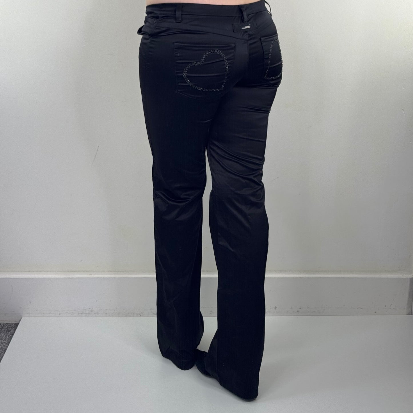 Y2K vintage Moschino Jeans bootcut trousers formal low rise satin hearts