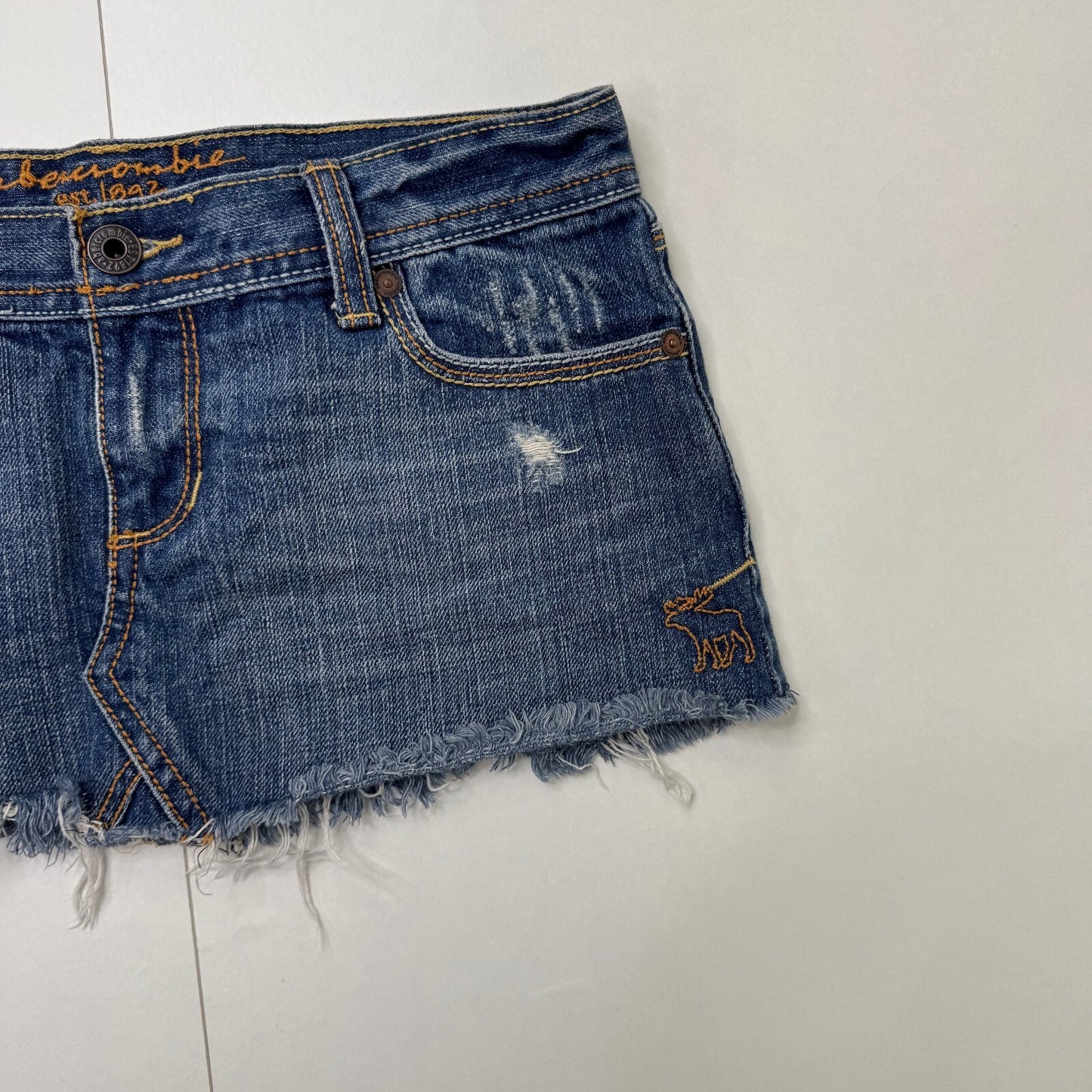Y2K vintage Abercrombie & Fitch mini skirt low rise denim distressed