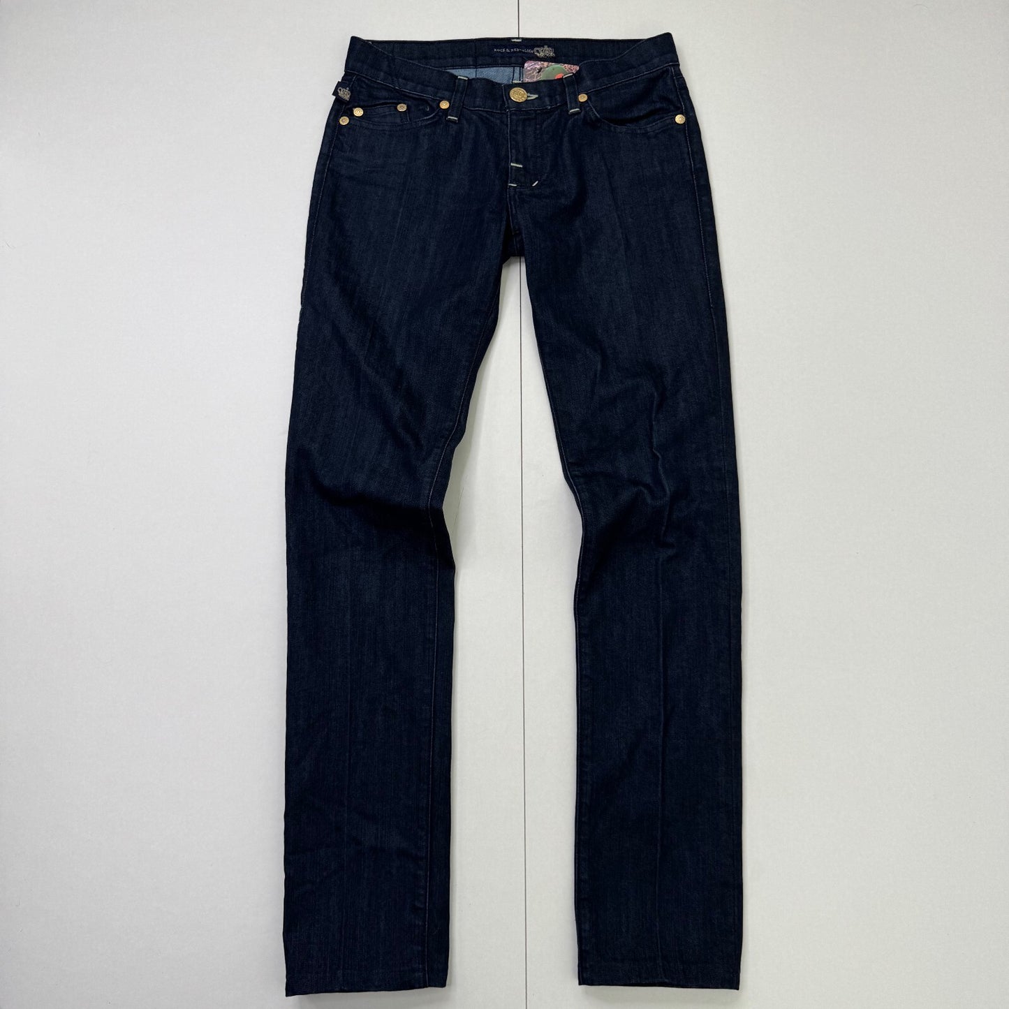 Vintage Rock & Republic jeans straight leg dark denim crown embroidered low rise