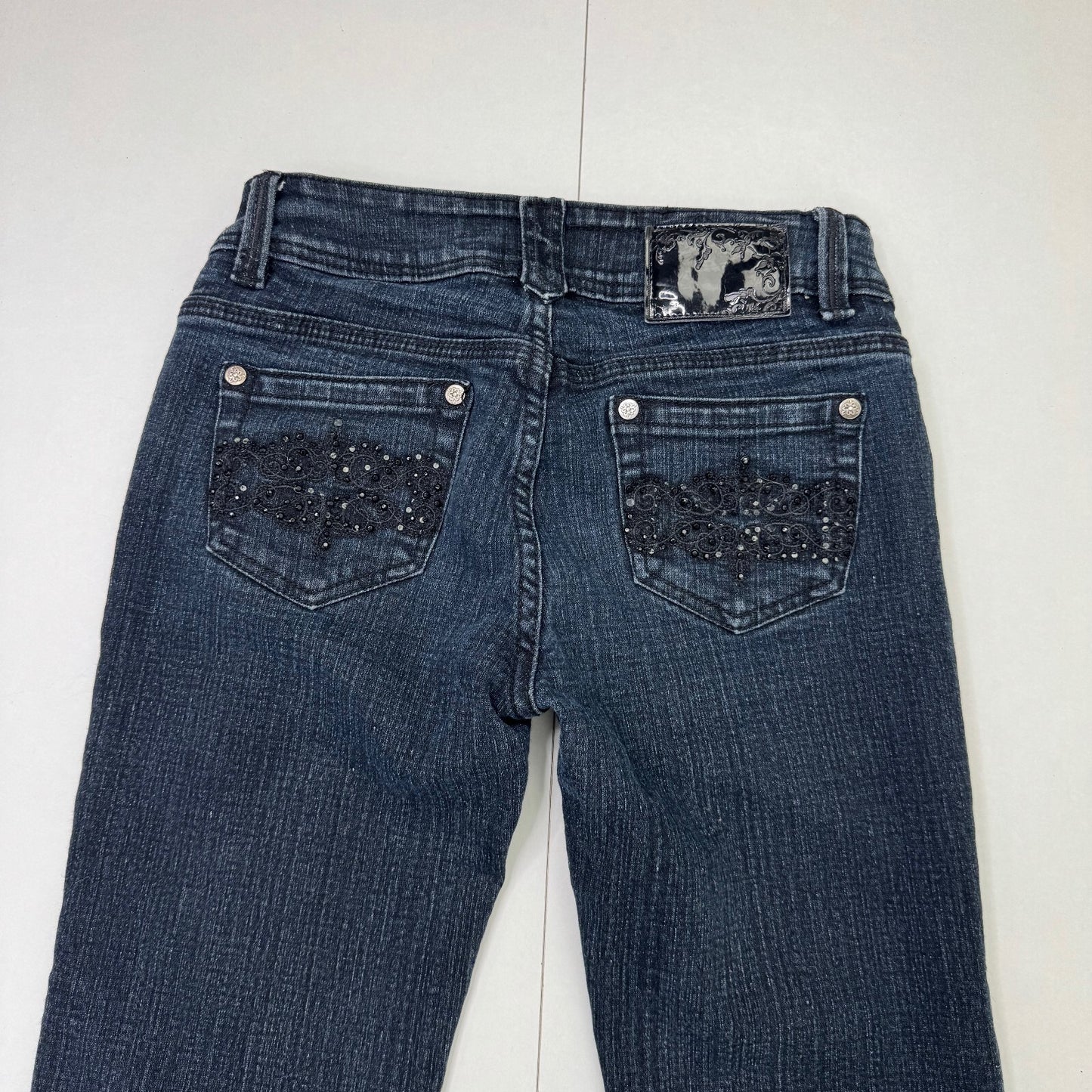 Y2K vintage Jane Norman bootcut denim jeans low rise embroidered stretchy
