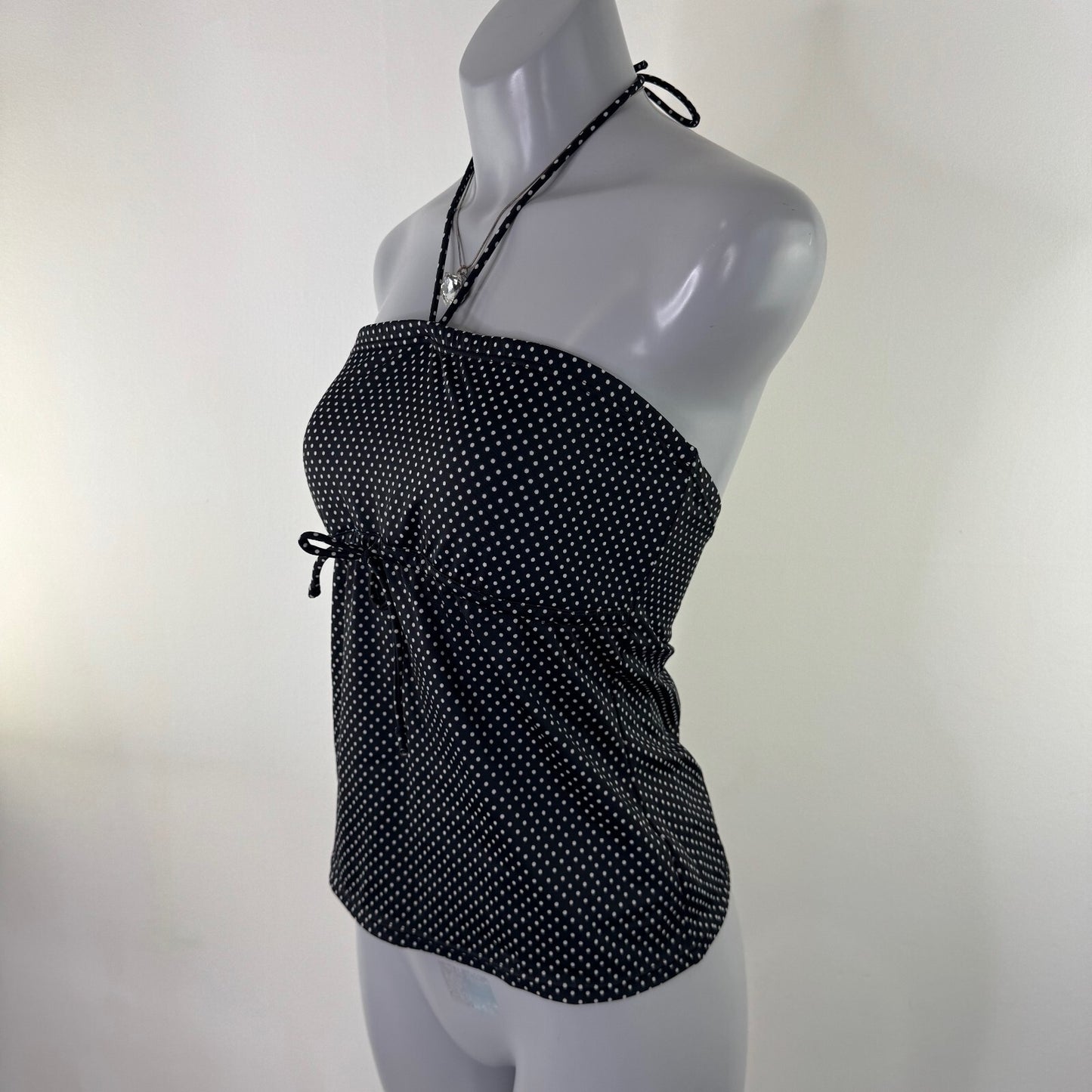 Y2K vintage tankini top polka dot halter neck bow swim