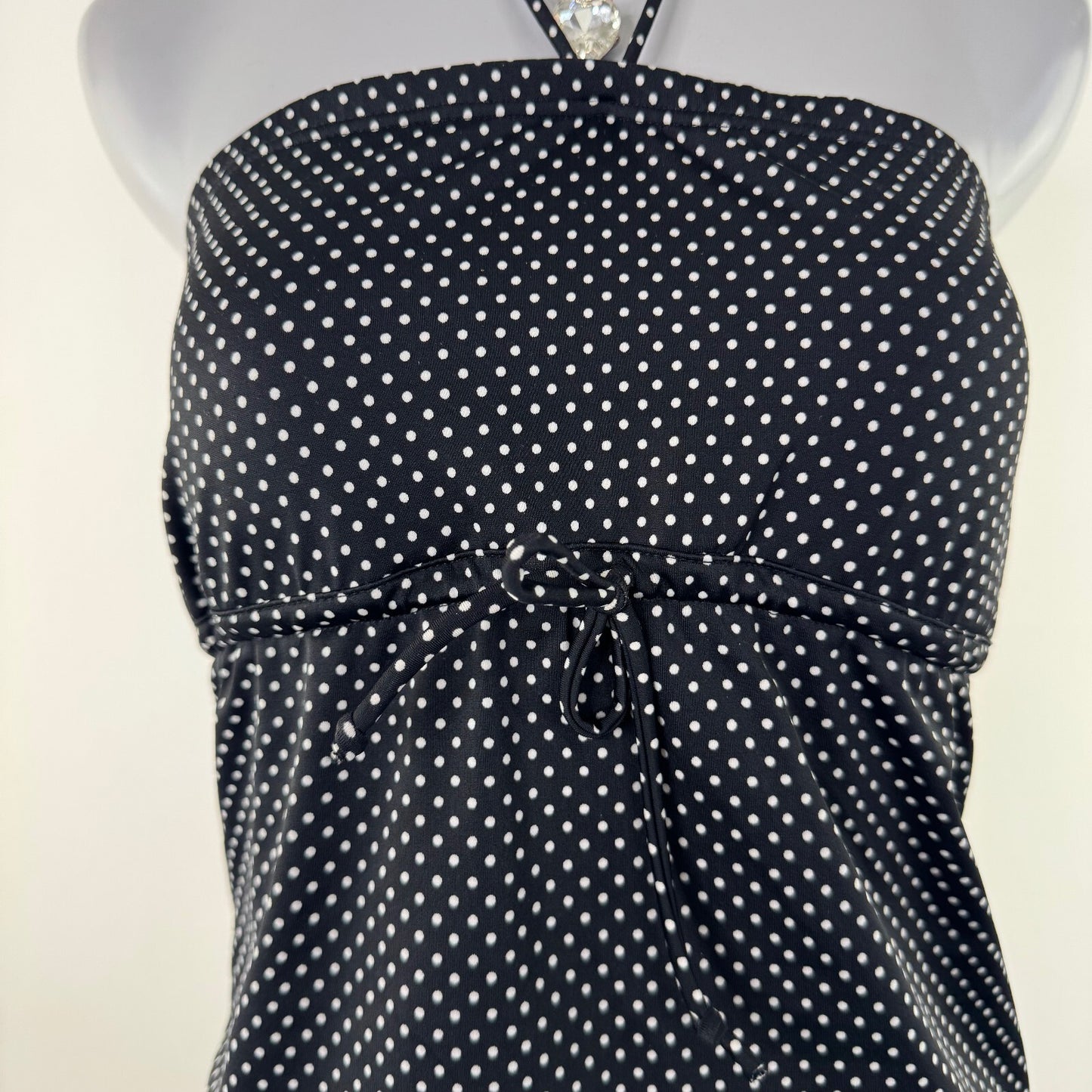Y2K vintage tankini top polka dot halter neck bow swim