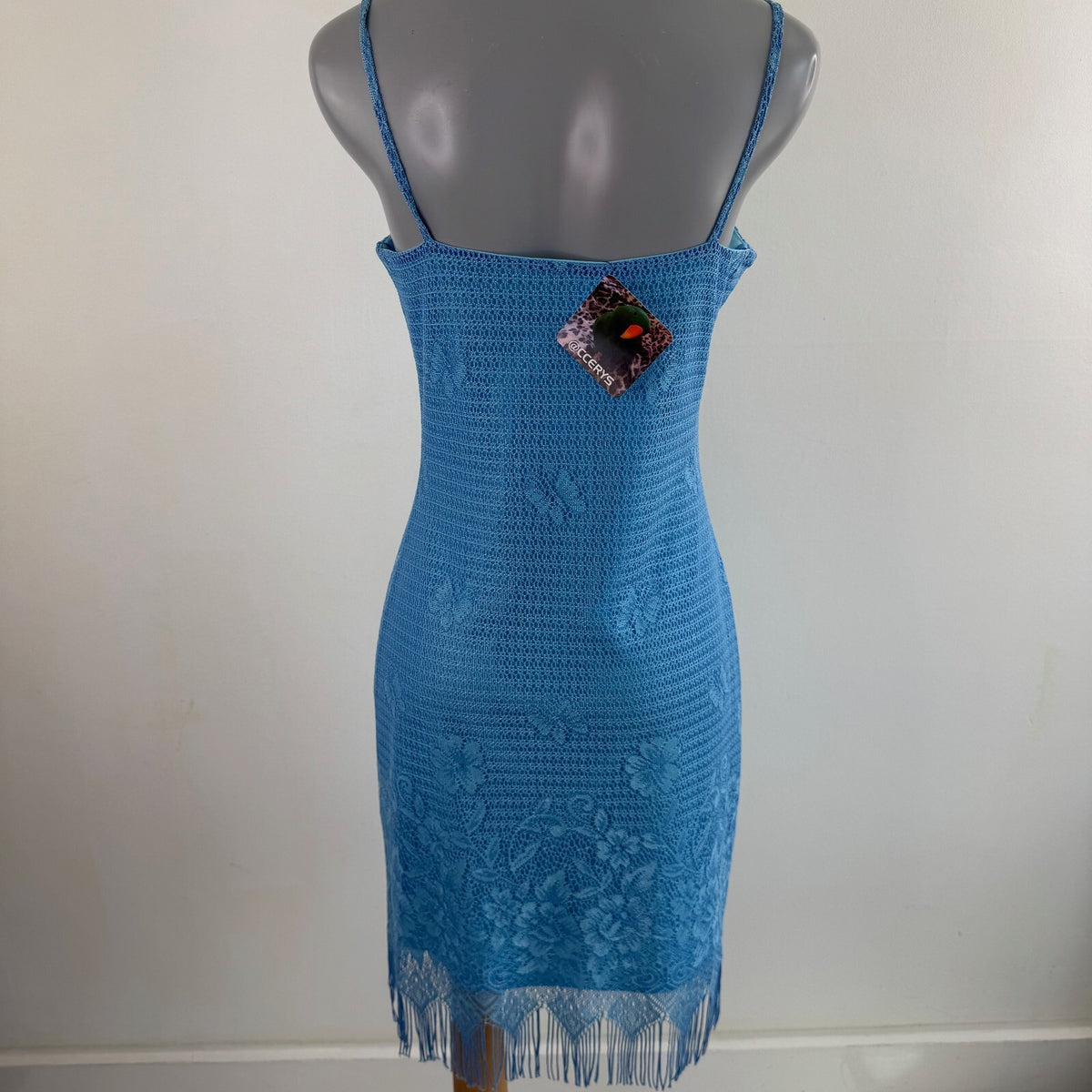 Y2K vintage Tammy midi dress butterfly floral fringe mesh overlay coquette