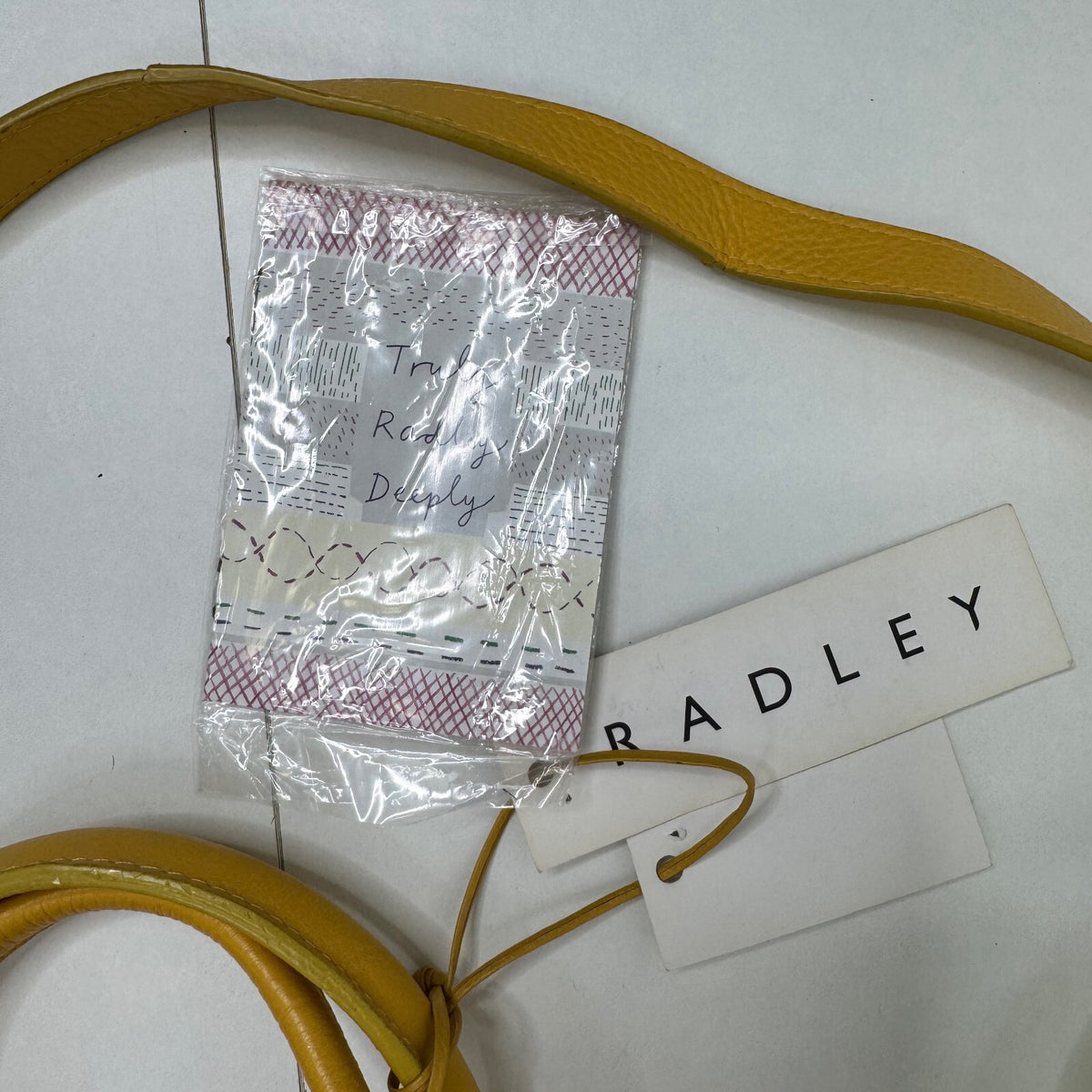 Radley Mustard Yellow Genuine Leather Embroidered Detail Handbag Shoulder Bag