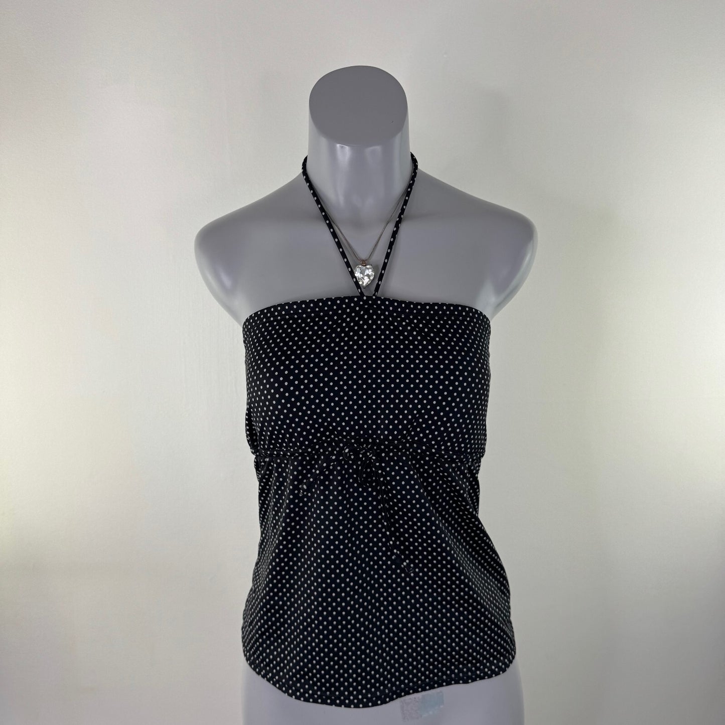 Y2K vintage tankini top polka dot halter neck bow swim