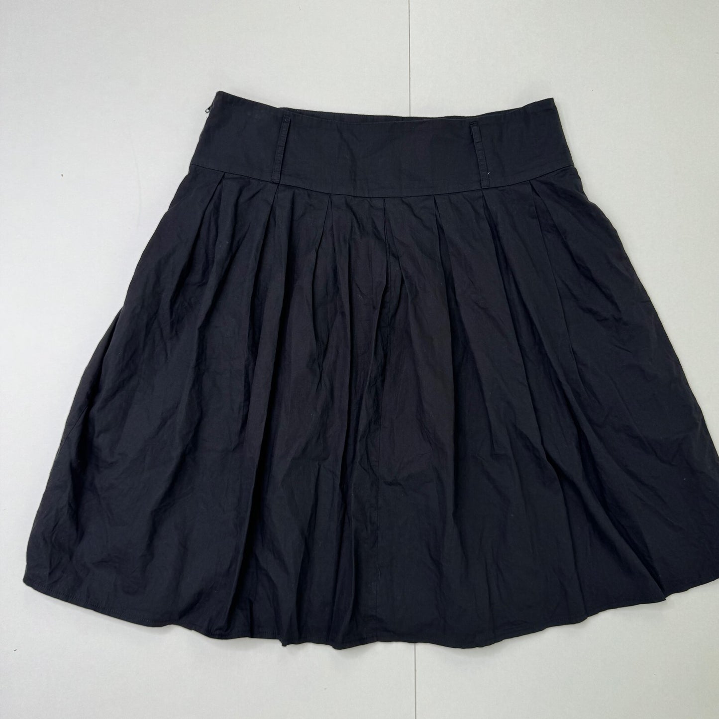 Y2K vintage midi skirt a line pleat knee length puffy black