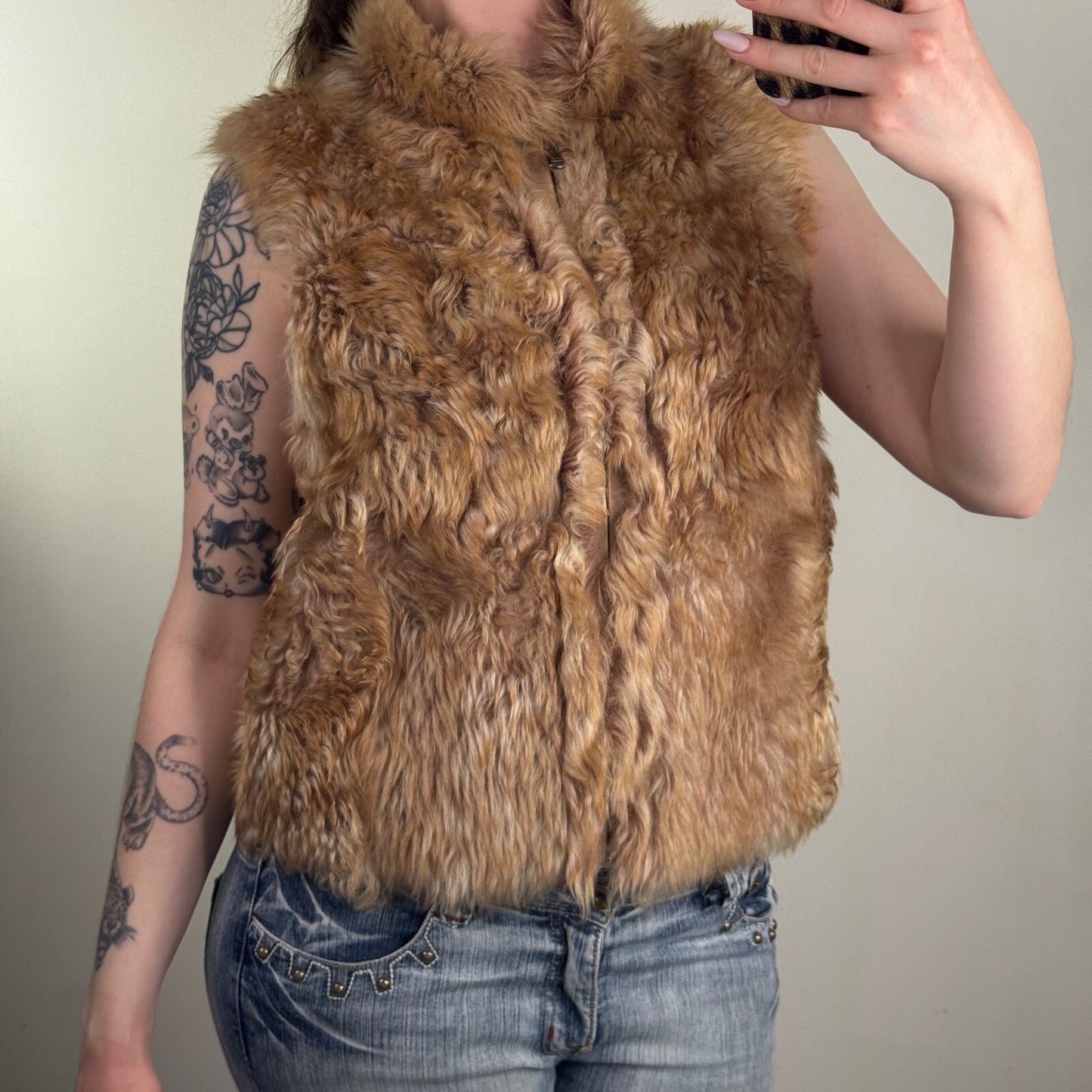 Gushlow & Cole Reversible Toscana Shearling Gilet Genuine Sheepskin Tan Luxury