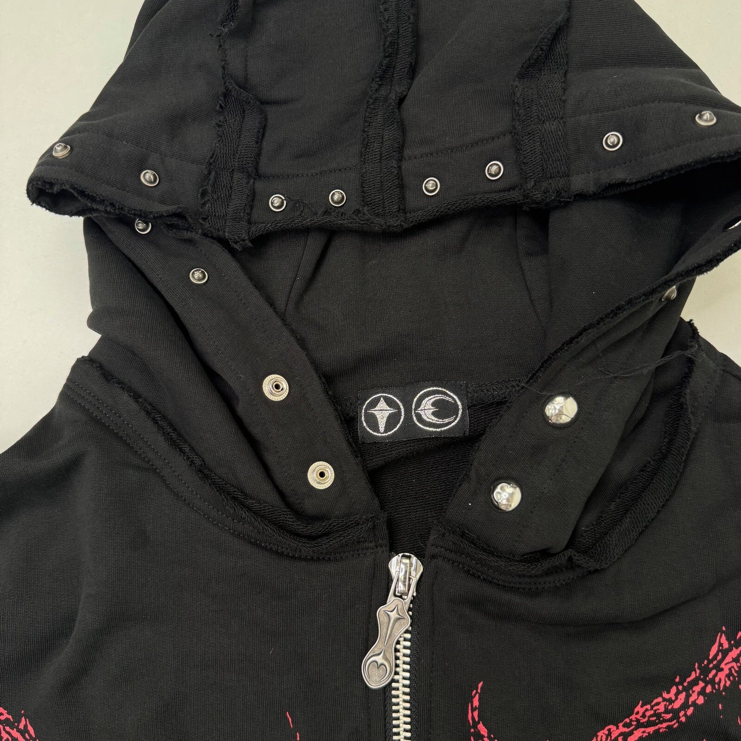 Thug Club dragon hoodie zip up studded red black graphic print