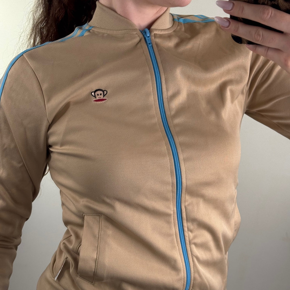 Y2K vintage Paul Frank jumper zip up embroidered sporty blue stripe