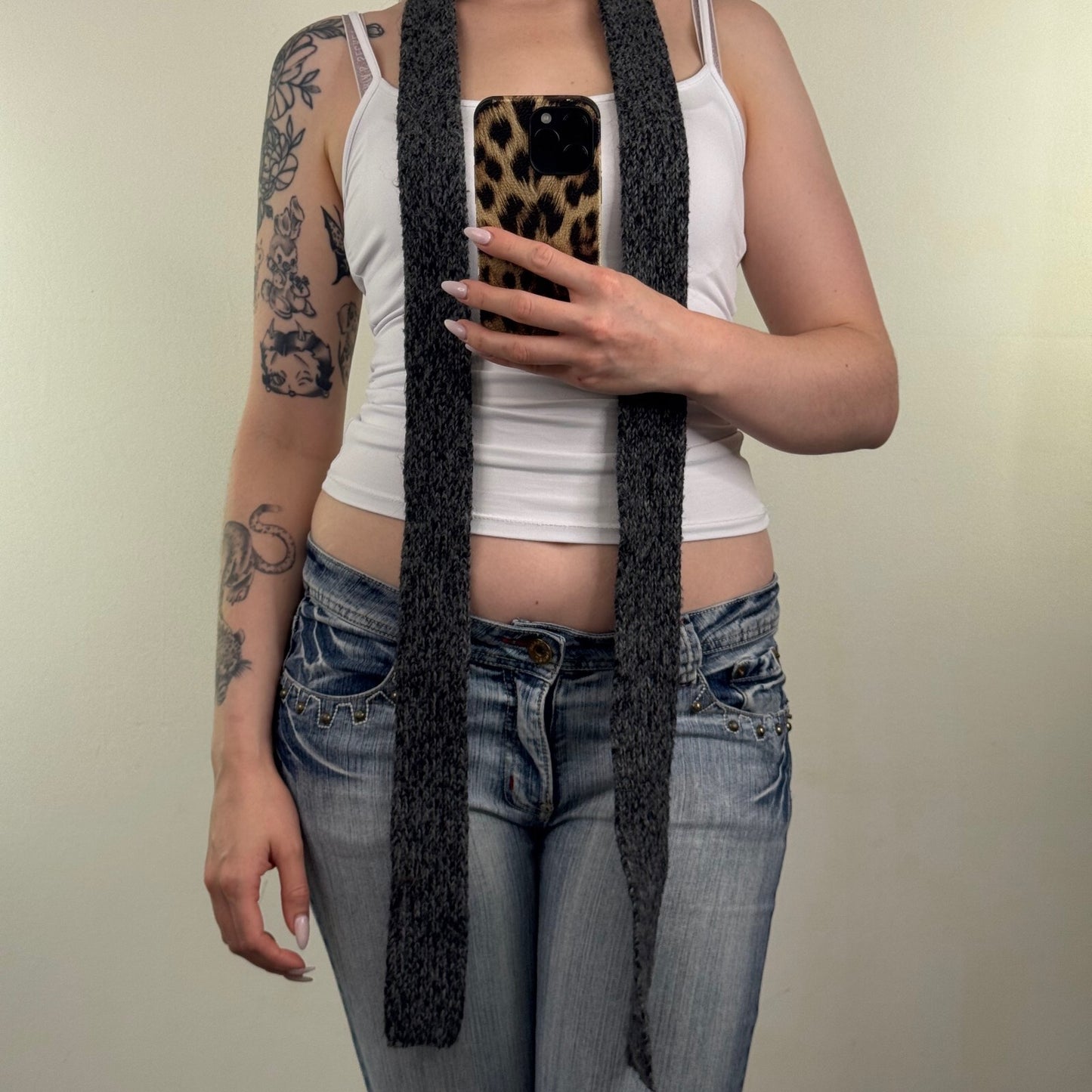 Y2K vintage scarf knit skinny thin chunky