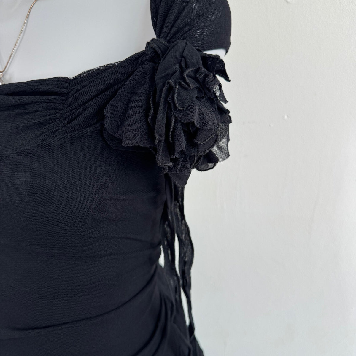 Y2K vintage Per Una mesh maxi dress fairy ruched asymmetrical floral