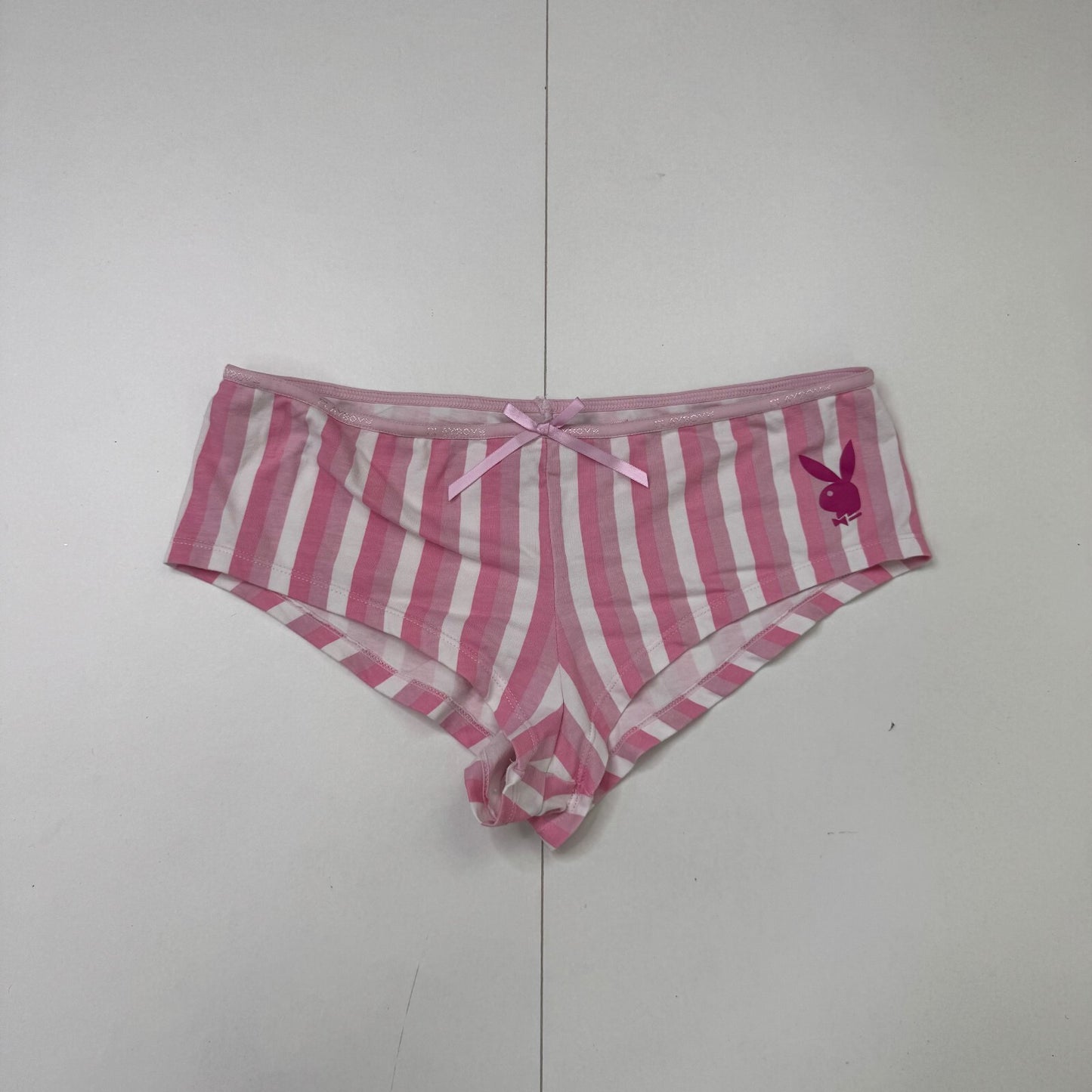 Y2K vintage Playboy knickers pants stripe pink white bow