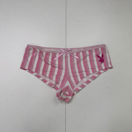 Y2K vintage Playboy knickers pants stripe pink white bow