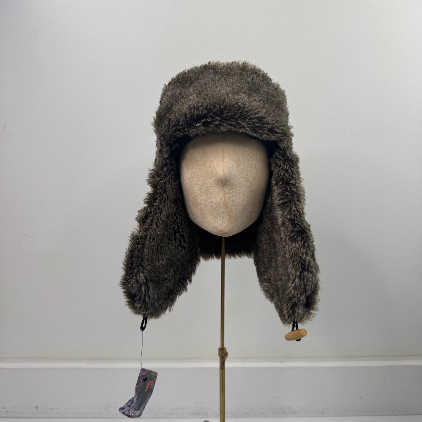 Y2K vintage trapper hat faux fur dark brown unisex