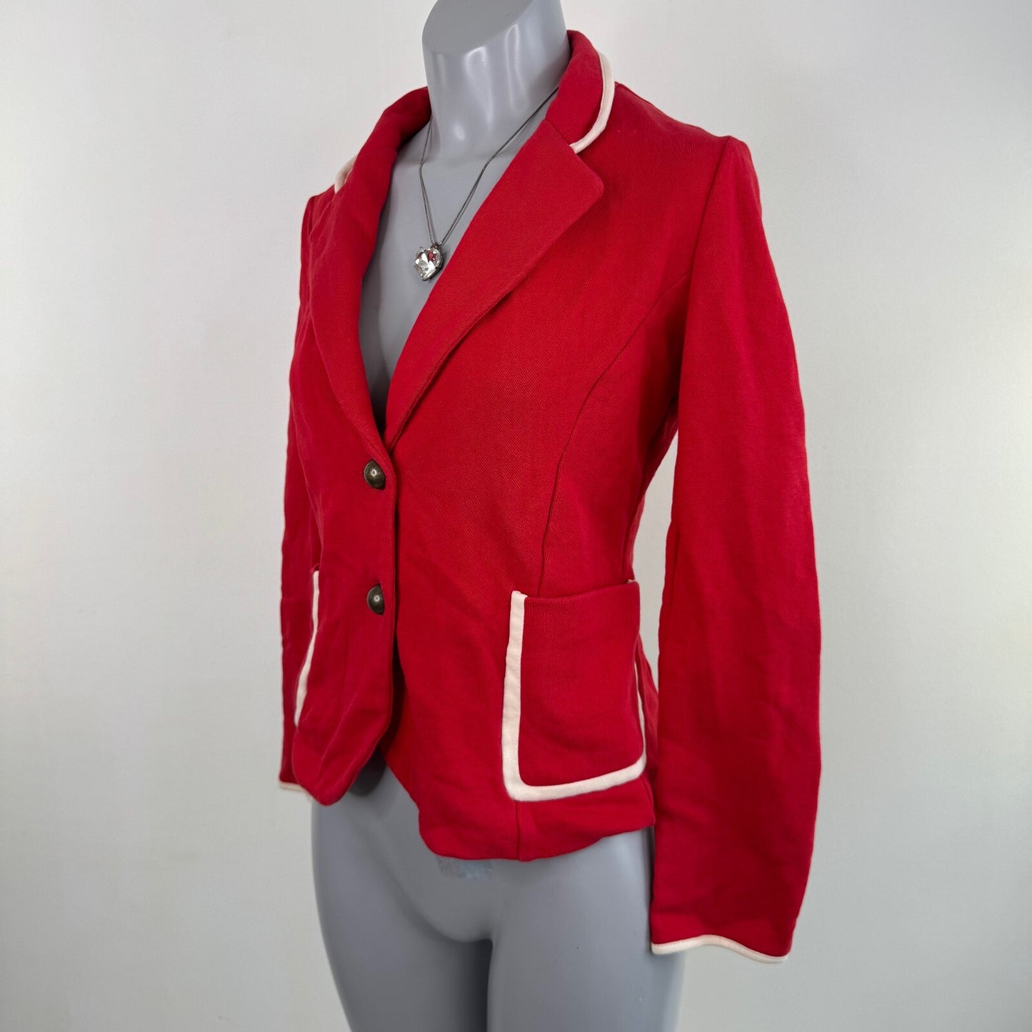 Y2K vintage button up jacket blazer tailored smart office v neck contrast suit
