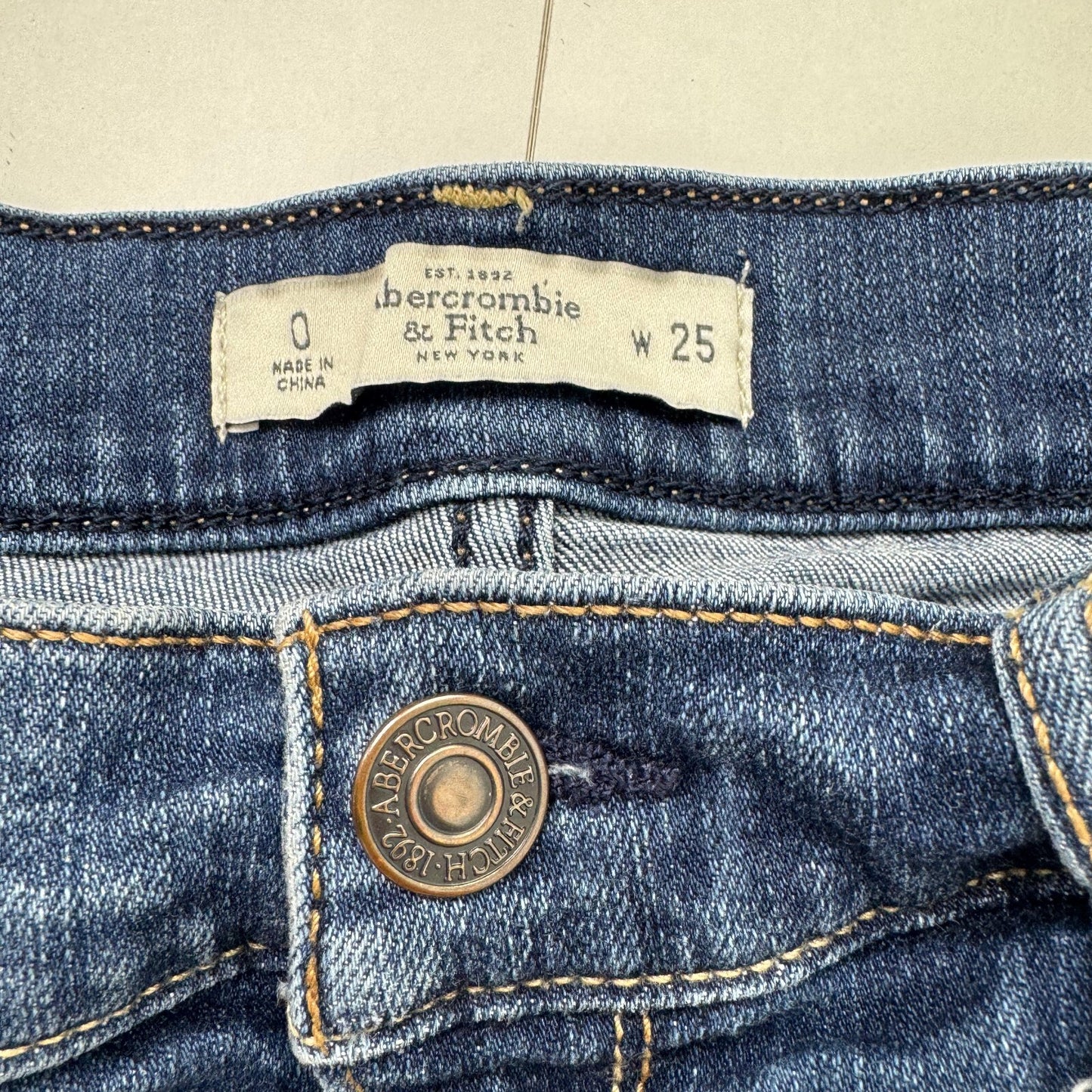 Y2K vintage Abercrombie & Fitch mini shorts denim distressed stretchy faded