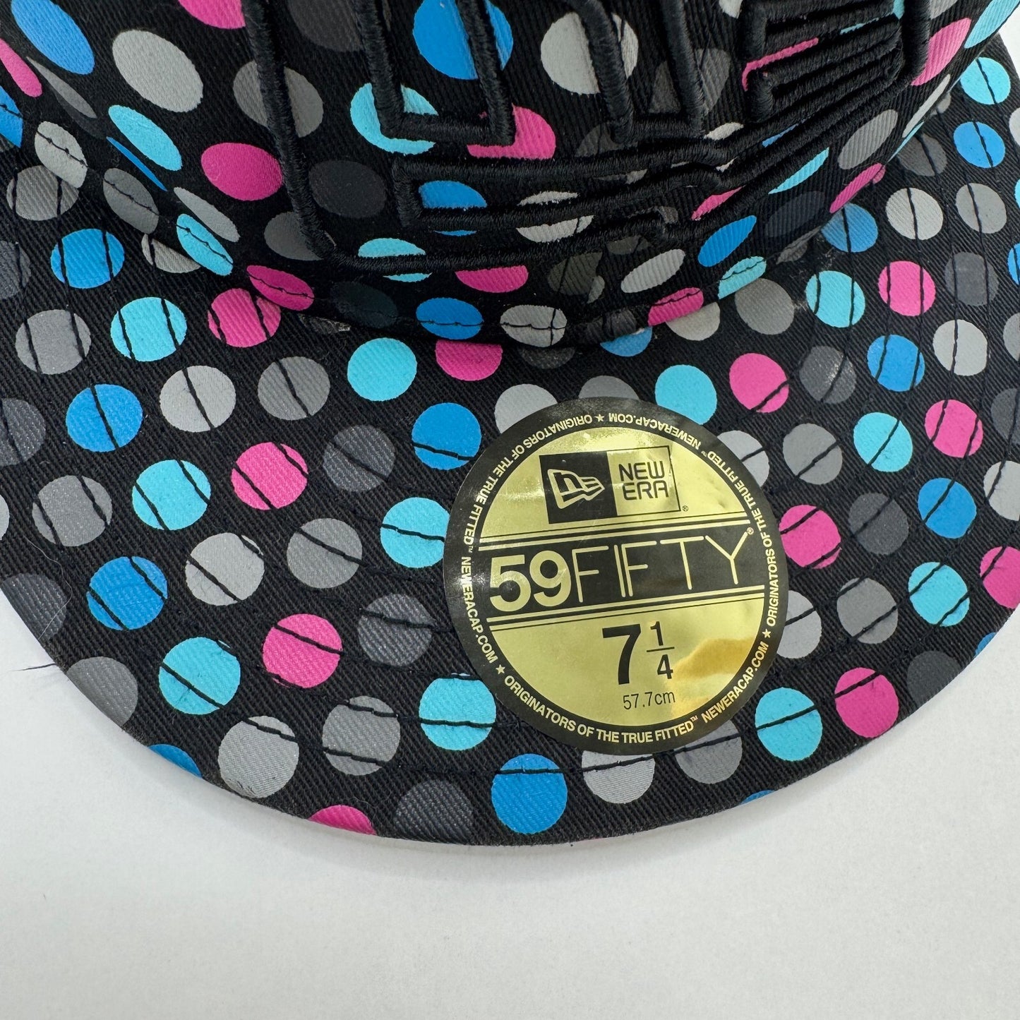 Y2K vintage New Era 59FIFTY “Sample” Fitted Rare Polka Dot Cap Hat Size 7 1/4