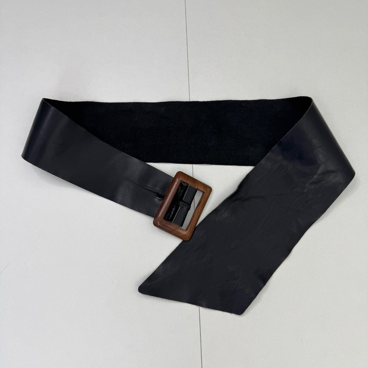 Y2K vintage genuine leather belt chunky oversized rectangle buckle