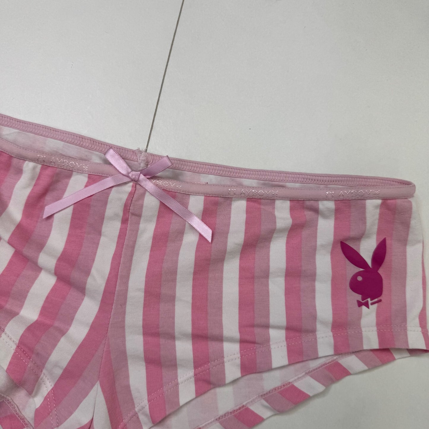 Y2K vintage Playboy knickers pants stripe pink white bow