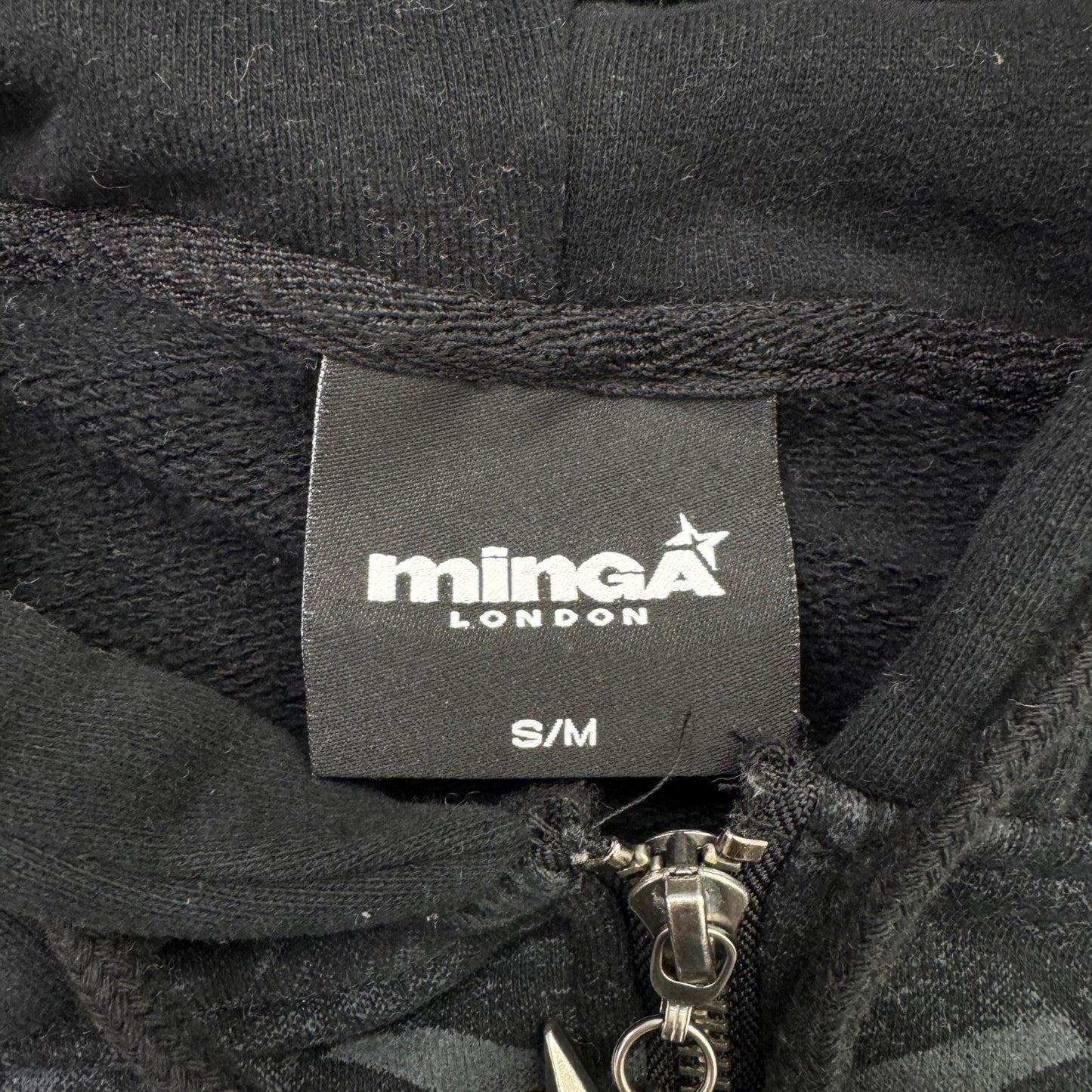 Minga London skull studded graphic zip up hoodie black wings studded