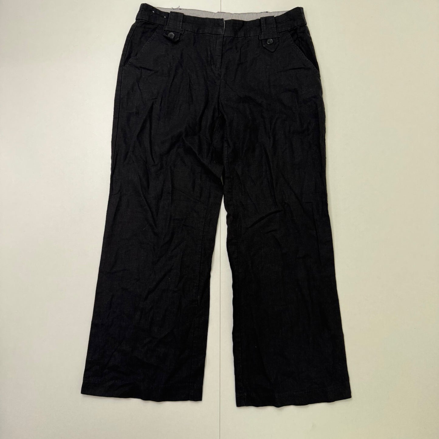 Y2K vintage linen blend tailored trousers formal office buttons wide leg summer