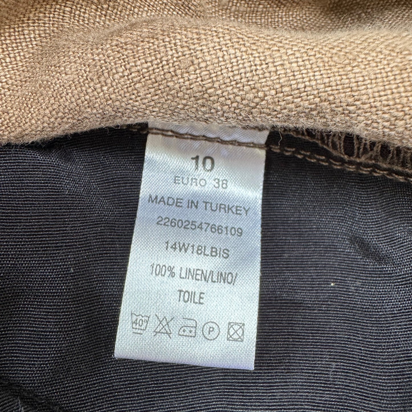 Y2K vintage 100% linen mini shorts buttons chino side pockets brown lightweight