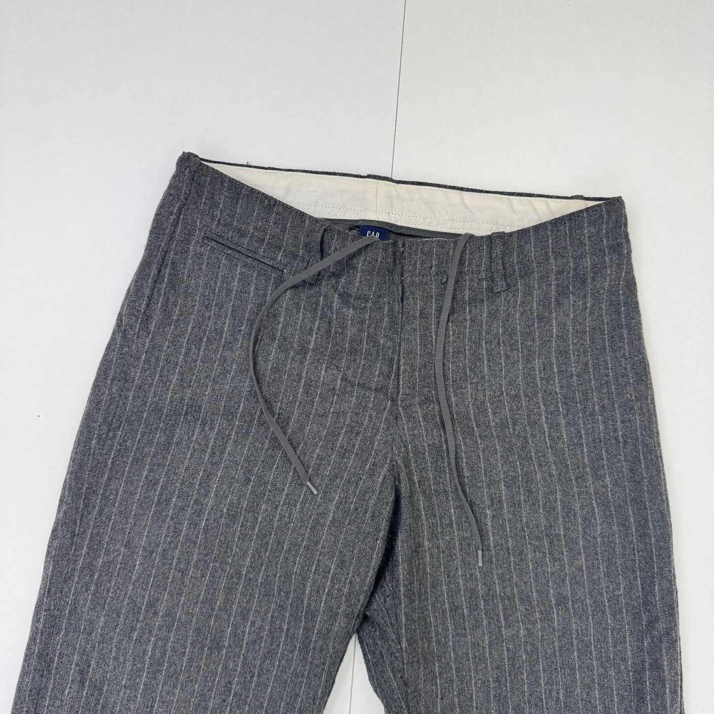Y2K vintage capri trousers cropped wool blend pinstripe office tailored bow