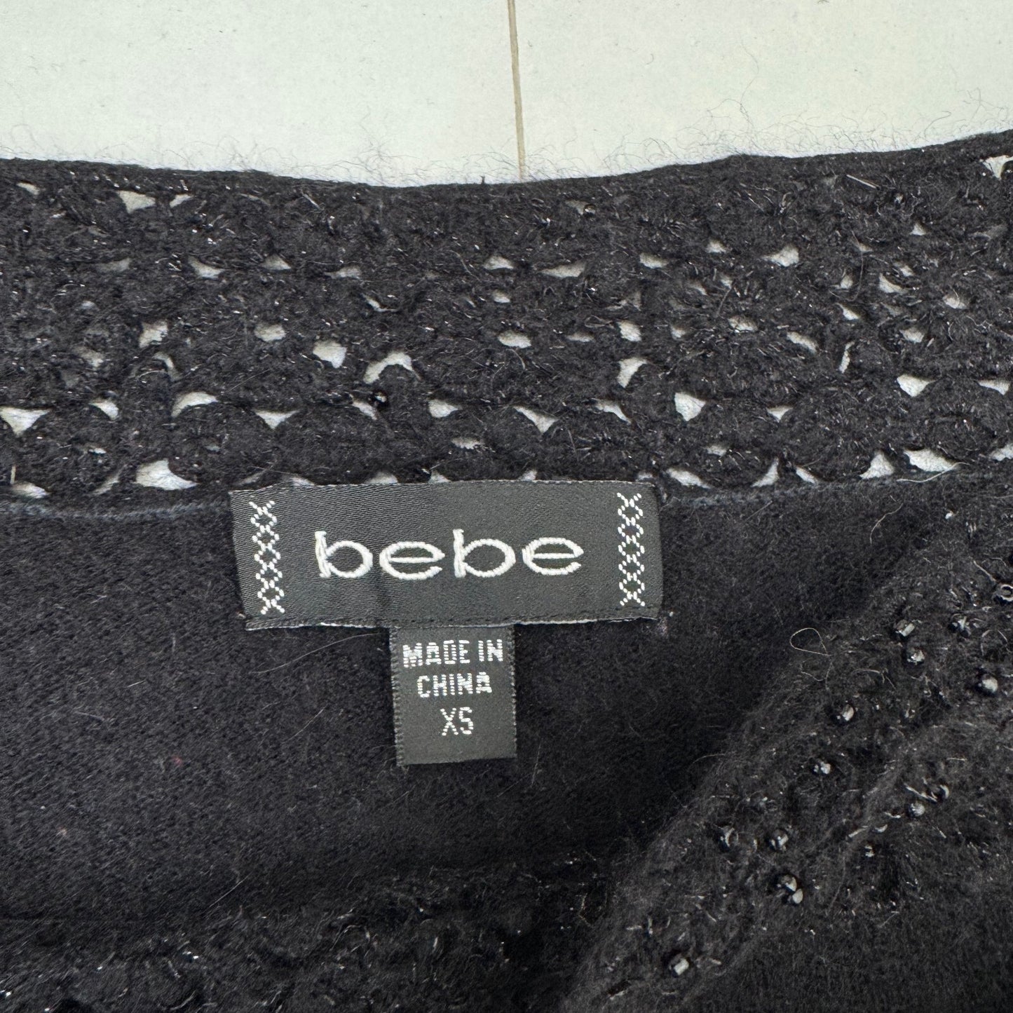 Y2K vintage Bebe wool long sleeve top jumper beaded crop
