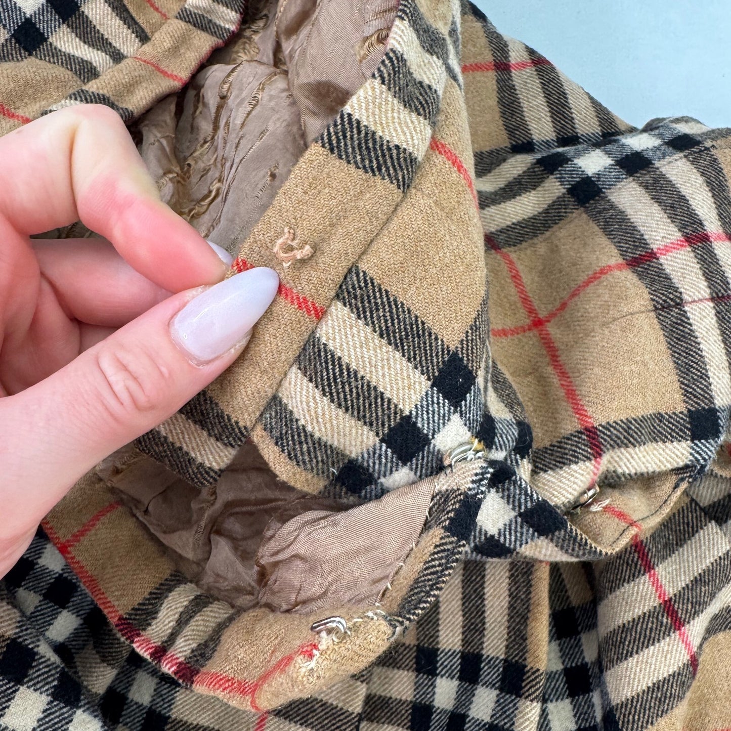 Y2K vintage midi skirt nova check print wool knit pleated a line beige