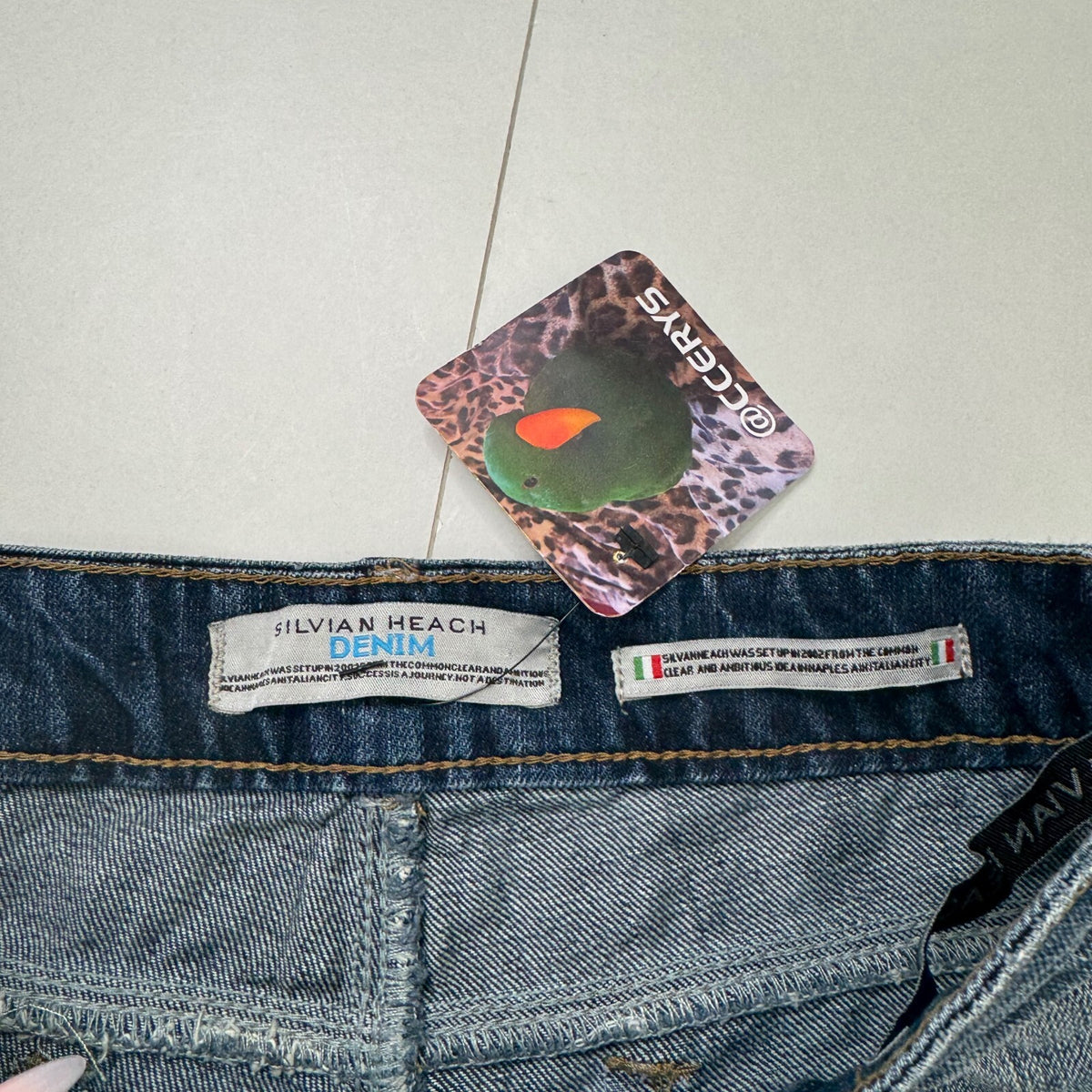 Vintage Y2K low rise denim mini shorts studded rhinestone dark faded wash