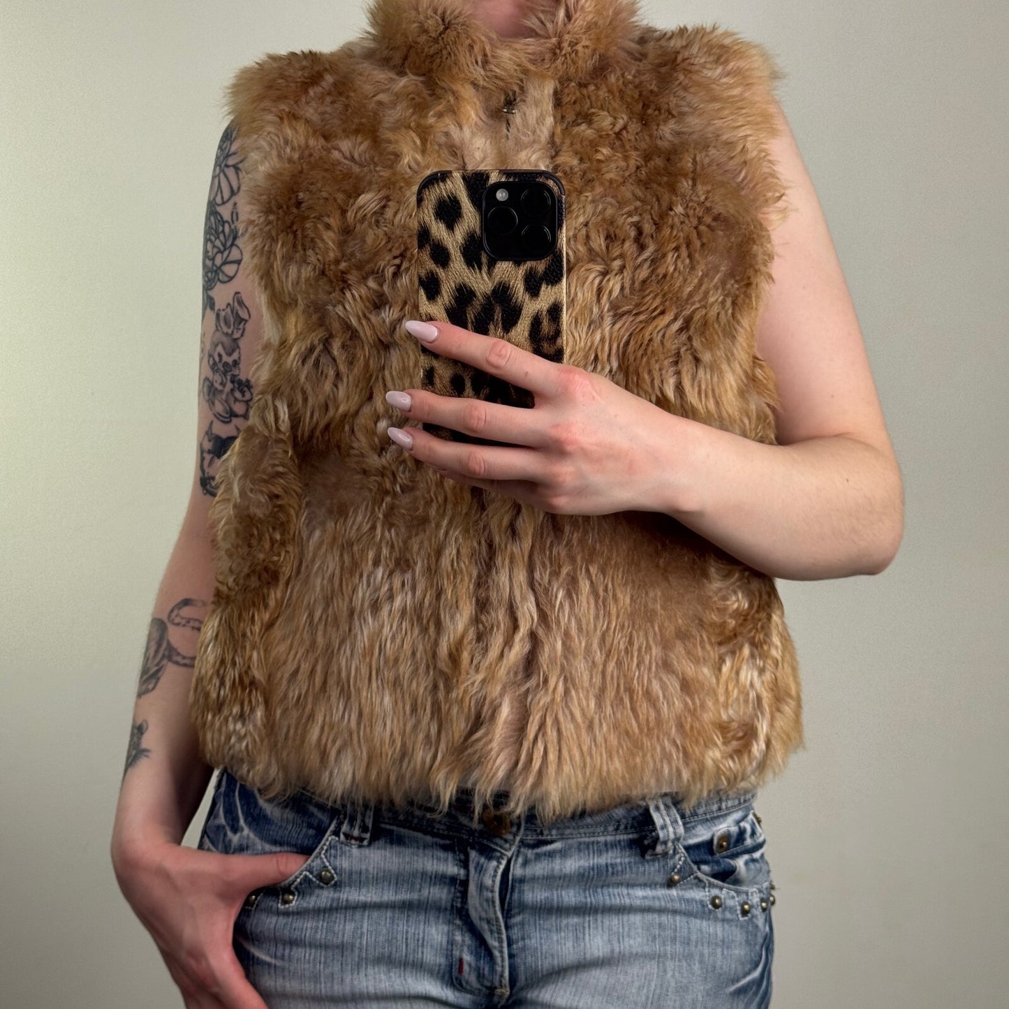 Gushlow & Cole Reversible Toscana Shearling Gilet Genuine Sheepskin Tan Luxury
