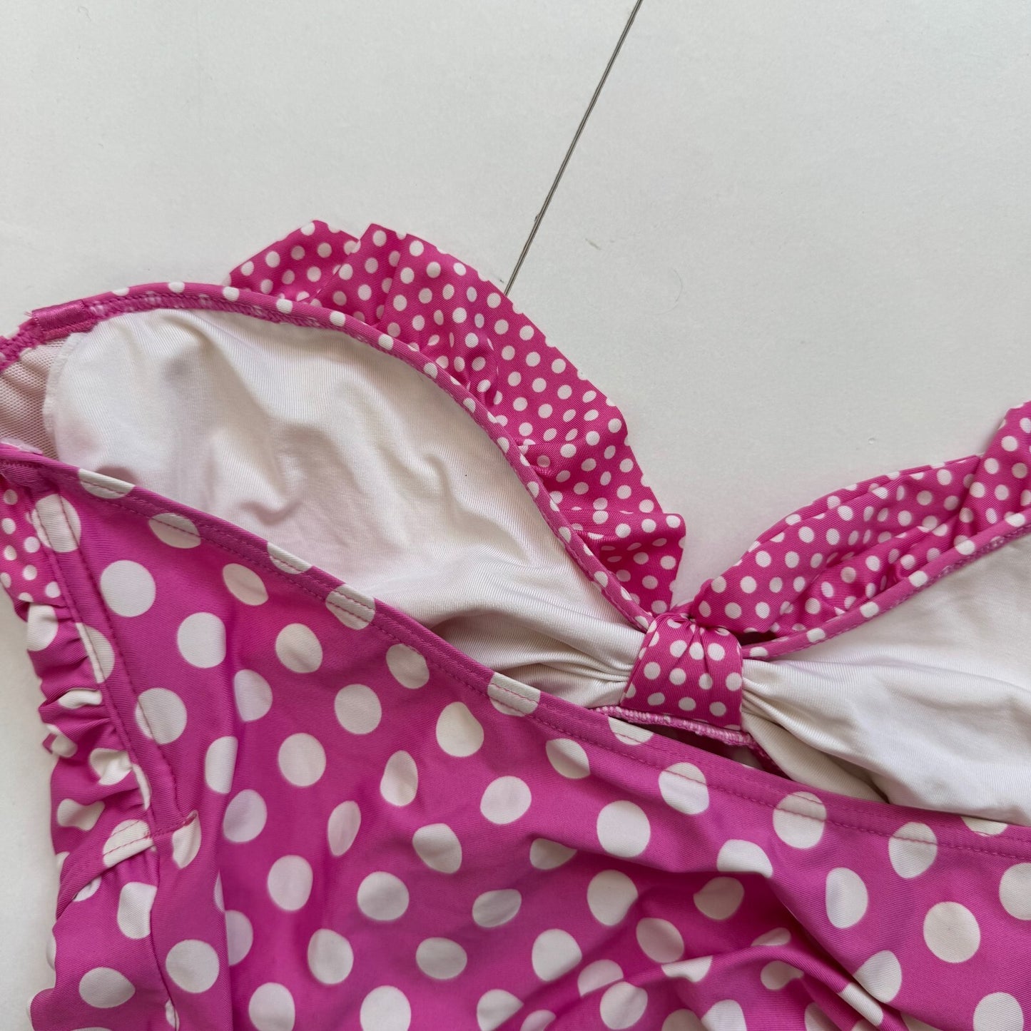 Y2K vintage tankini top halter neck polka dot bow ruffle ruched